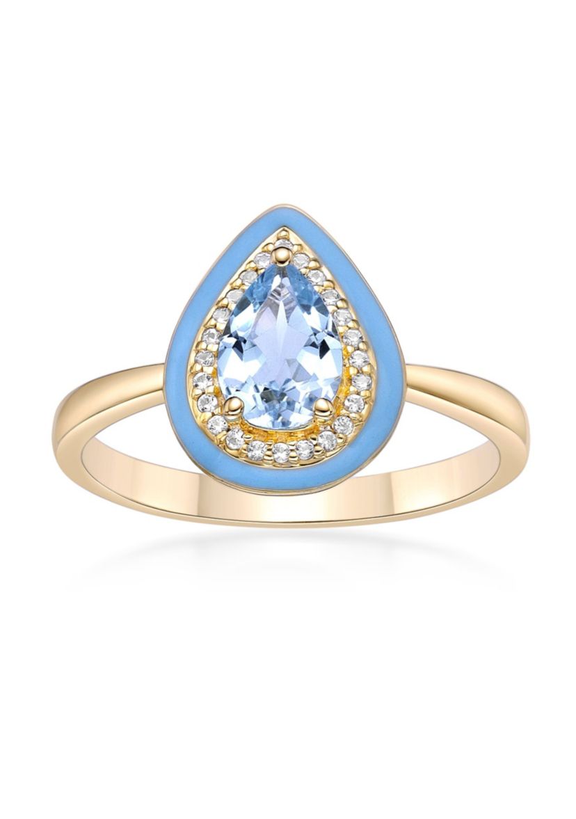 7/8 ct. t.w. Blue Topaz and Created White Sapphire Ring in Gold Plated Sterling Silver