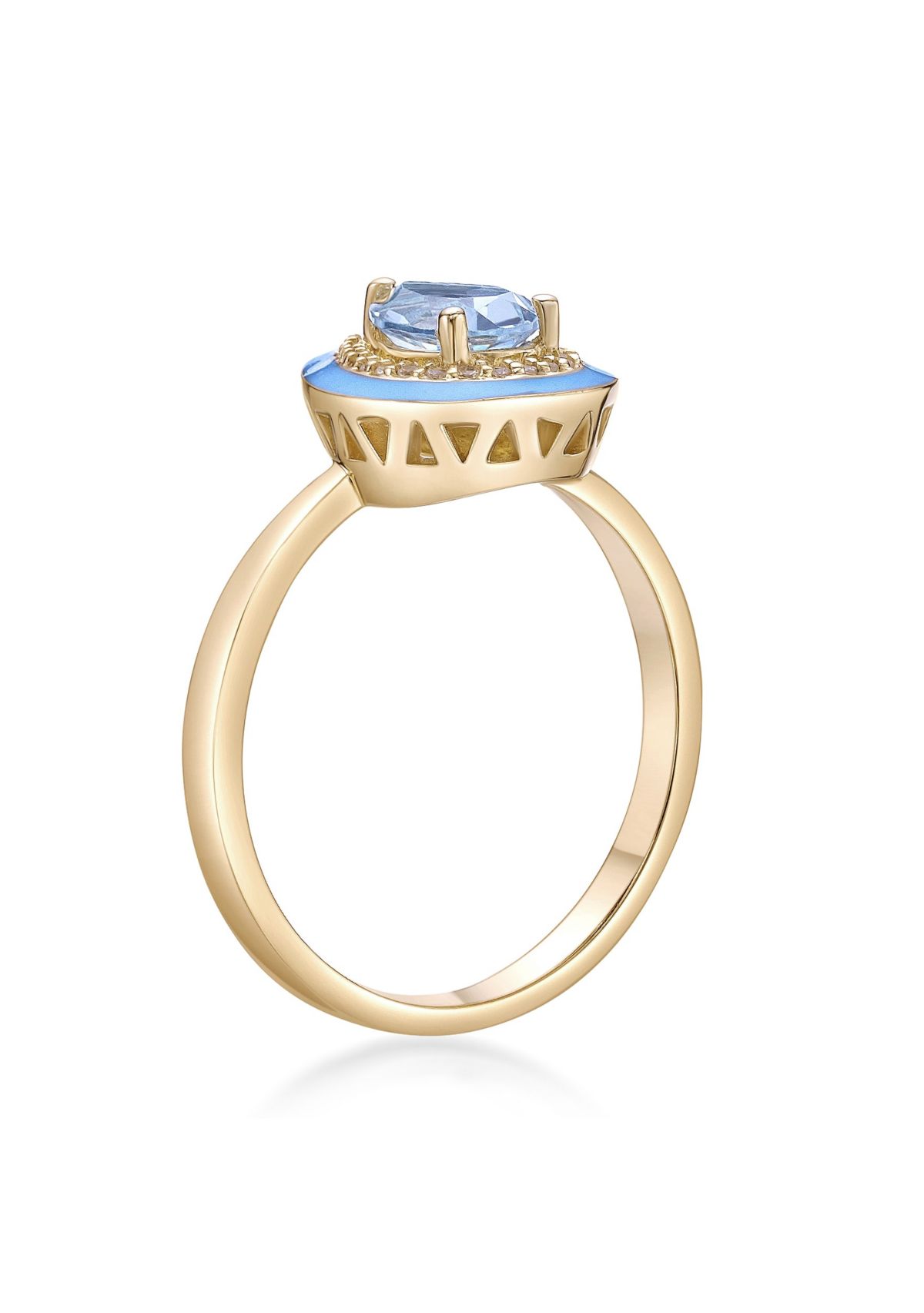7/8 ct. t.w. Blue Topaz and Created White Sapphire Ring in Gold Plated Sterling Silver