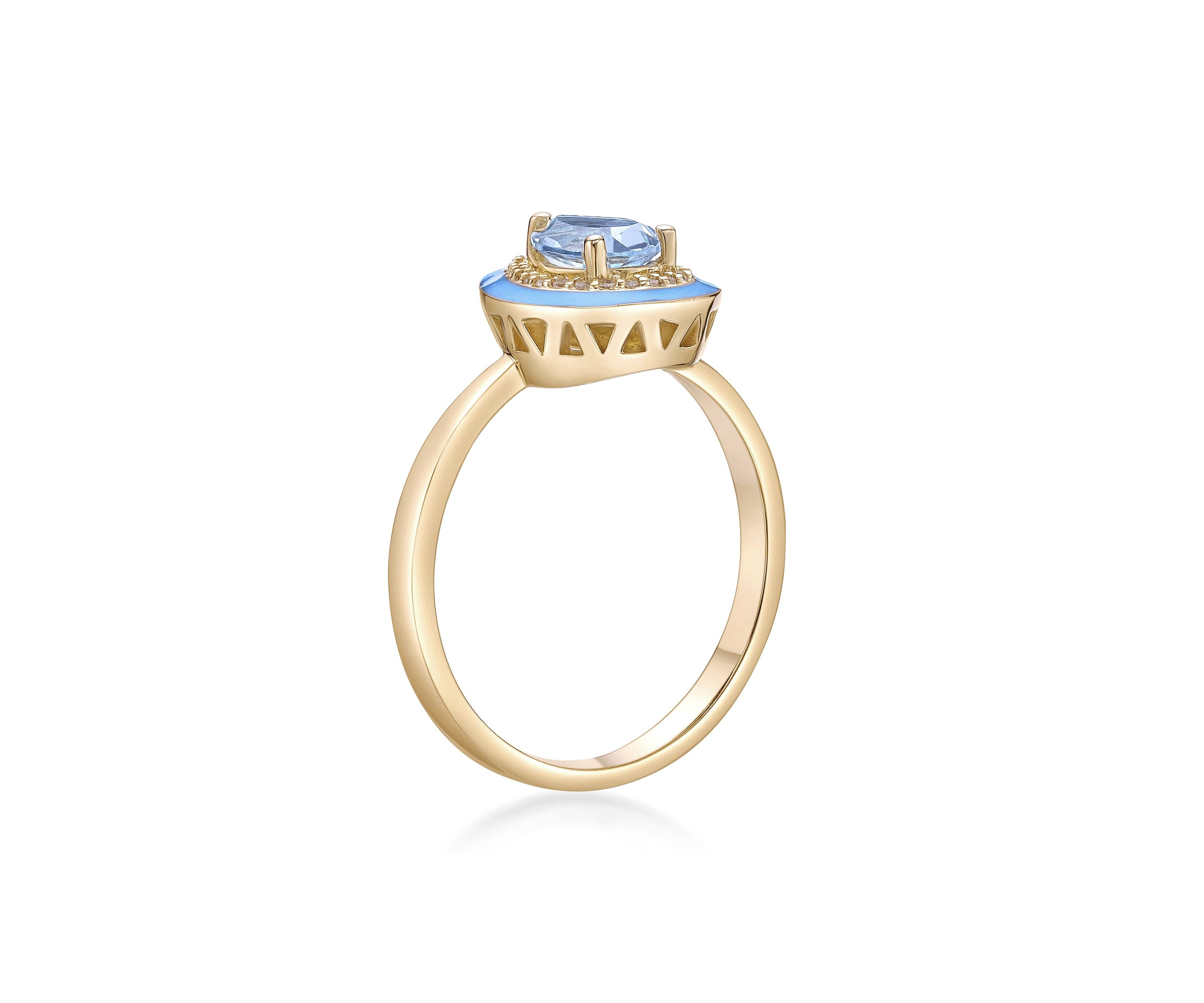 7/8 ct. t.w. Blue Topaz and Created White Sapphire Ring in Gold Plated Sterling Silver