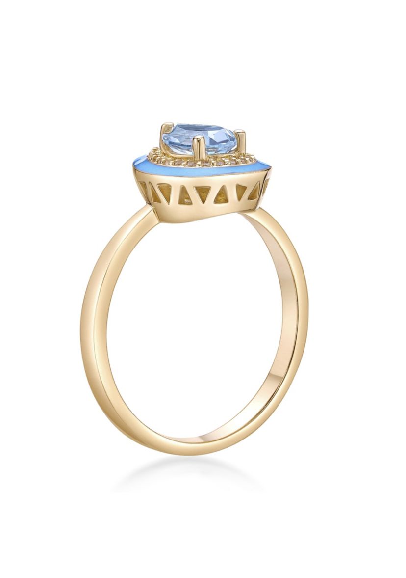 7/8 ct. t.w. Blue Topaz and Created White Sapphire Ring in Gold Plated Sterling Silver
