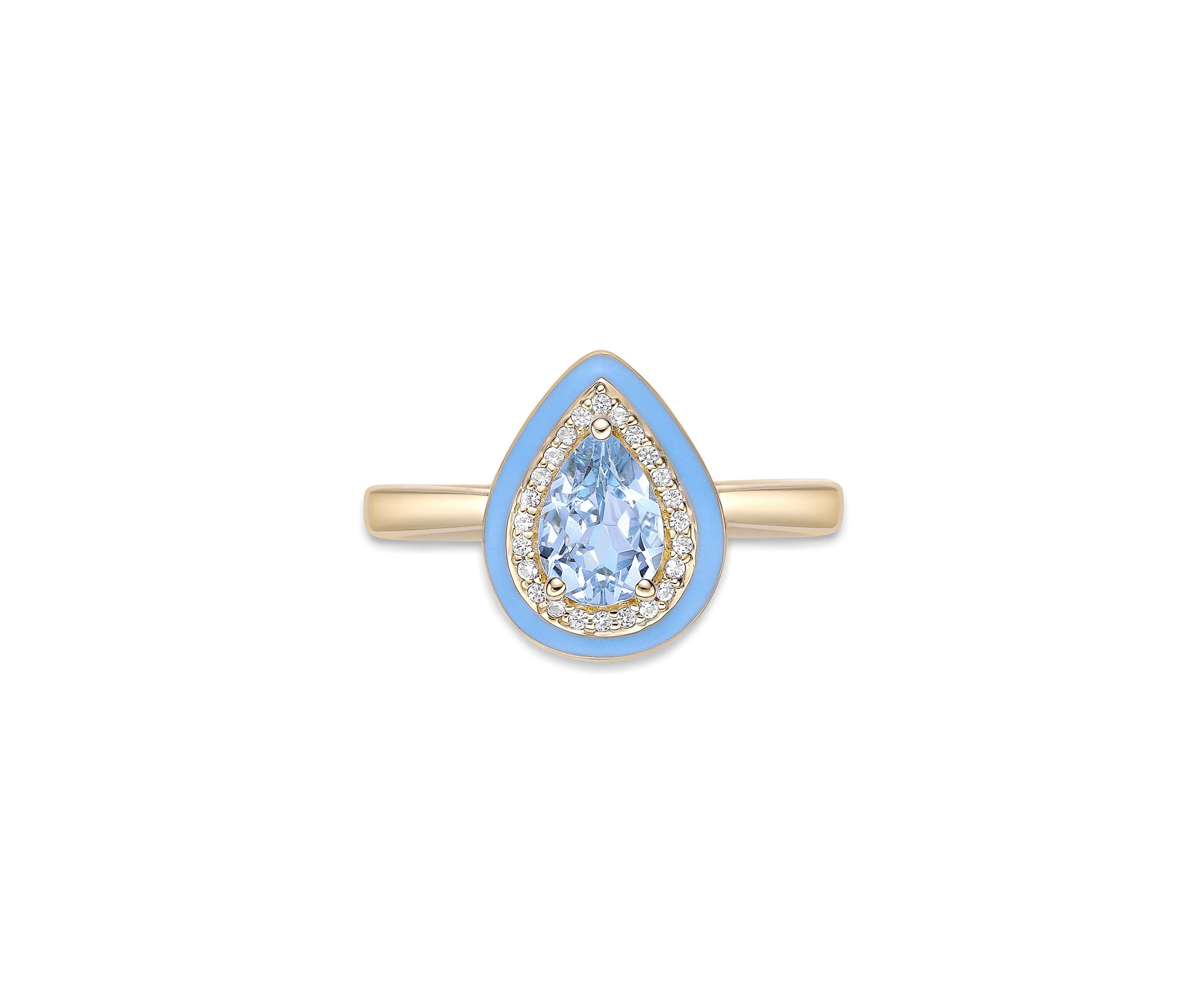 7/8 ct. t.w. Blue Topaz and Created White Sapphire Ring in Gold Plated Sterling Silver