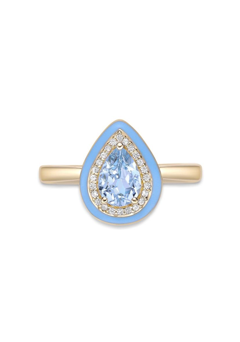 7/8 ct. t.w. Blue Topaz and Created White Sapphire Ring in Gold Plated Sterling Silver