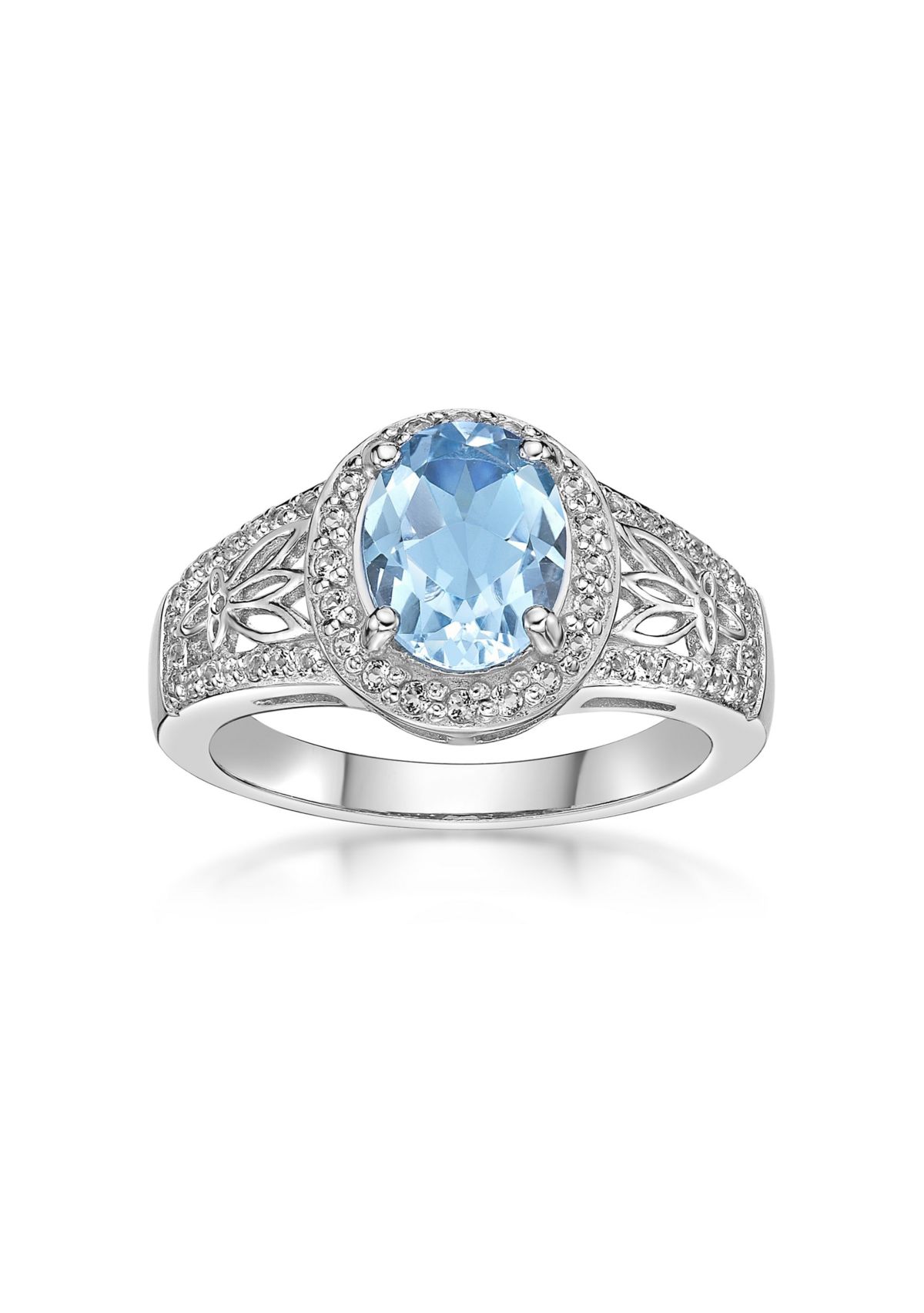 3 3/8 ct. t.w. Blue Topaz and White Topaz Ring in Sterling Silver