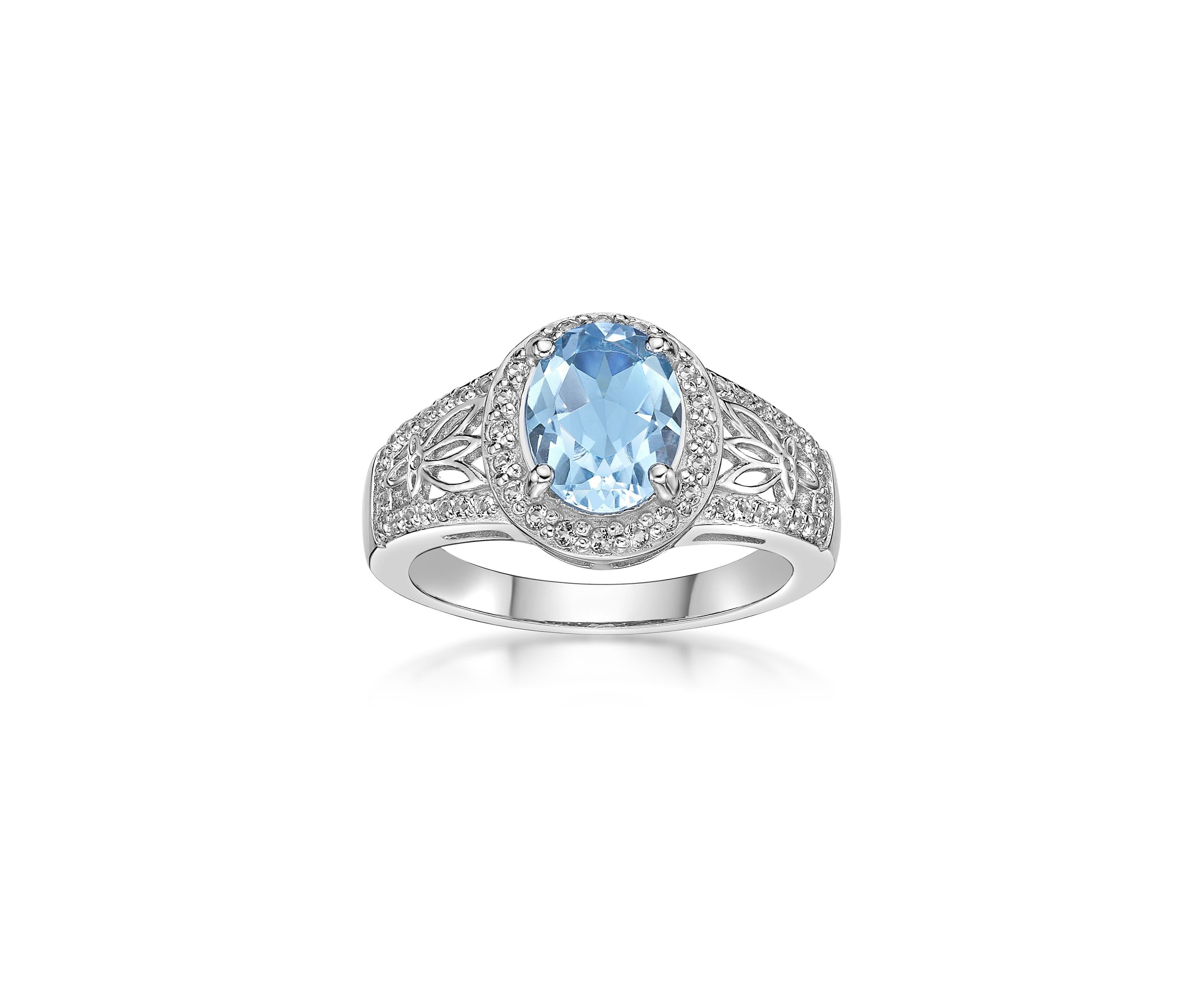 3 3/8 ct. t.w. Blue Topaz and White Topaz Ring in Sterling Silver