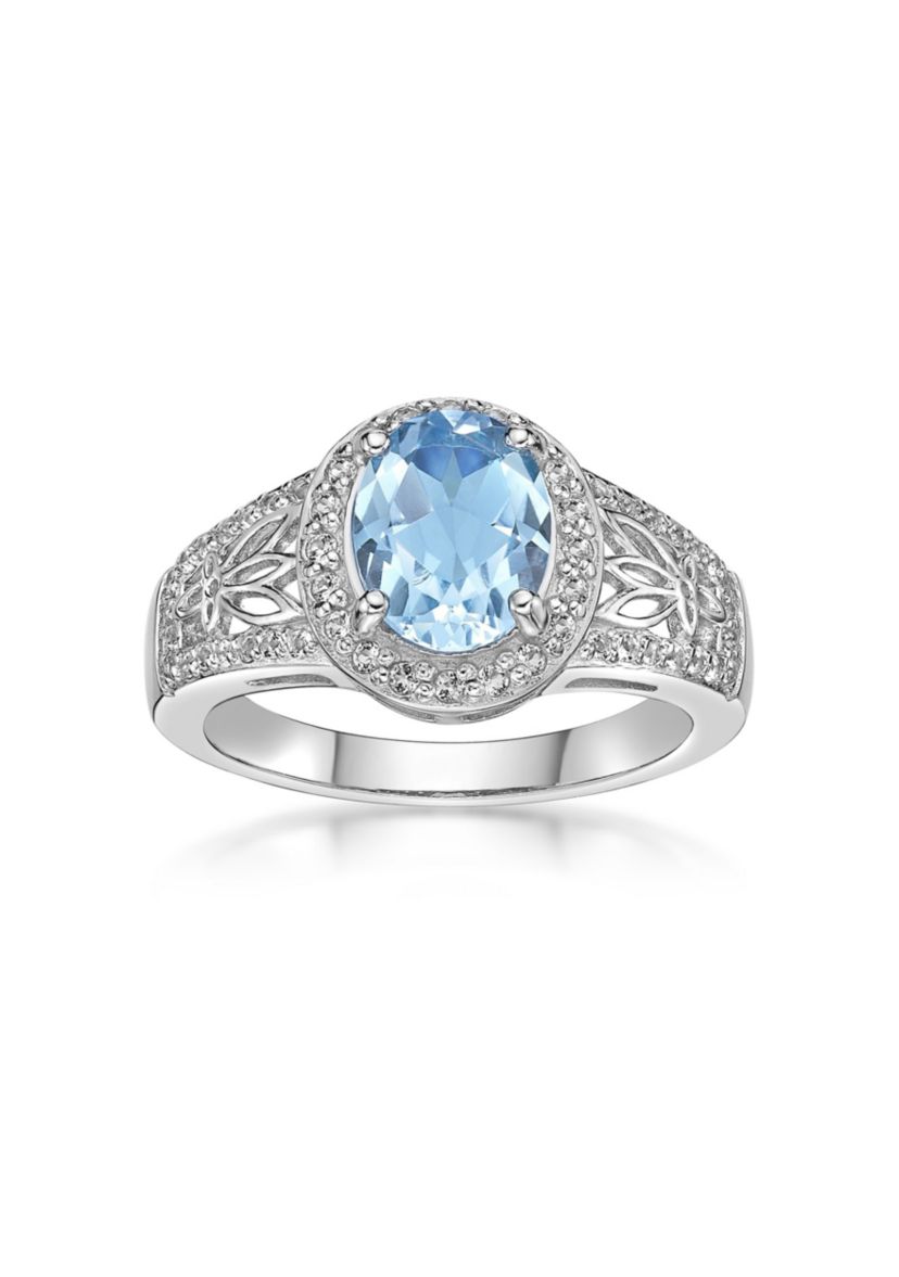 3 3/8 ct. t.w. Blue Topaz and White Topaz Ring in Sterling Silver