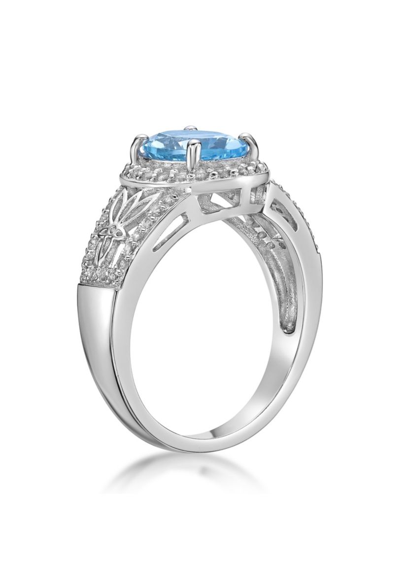 3 3/8 ct. t.w. Blue Topaz and White Topaz Ring in Sterling Silver