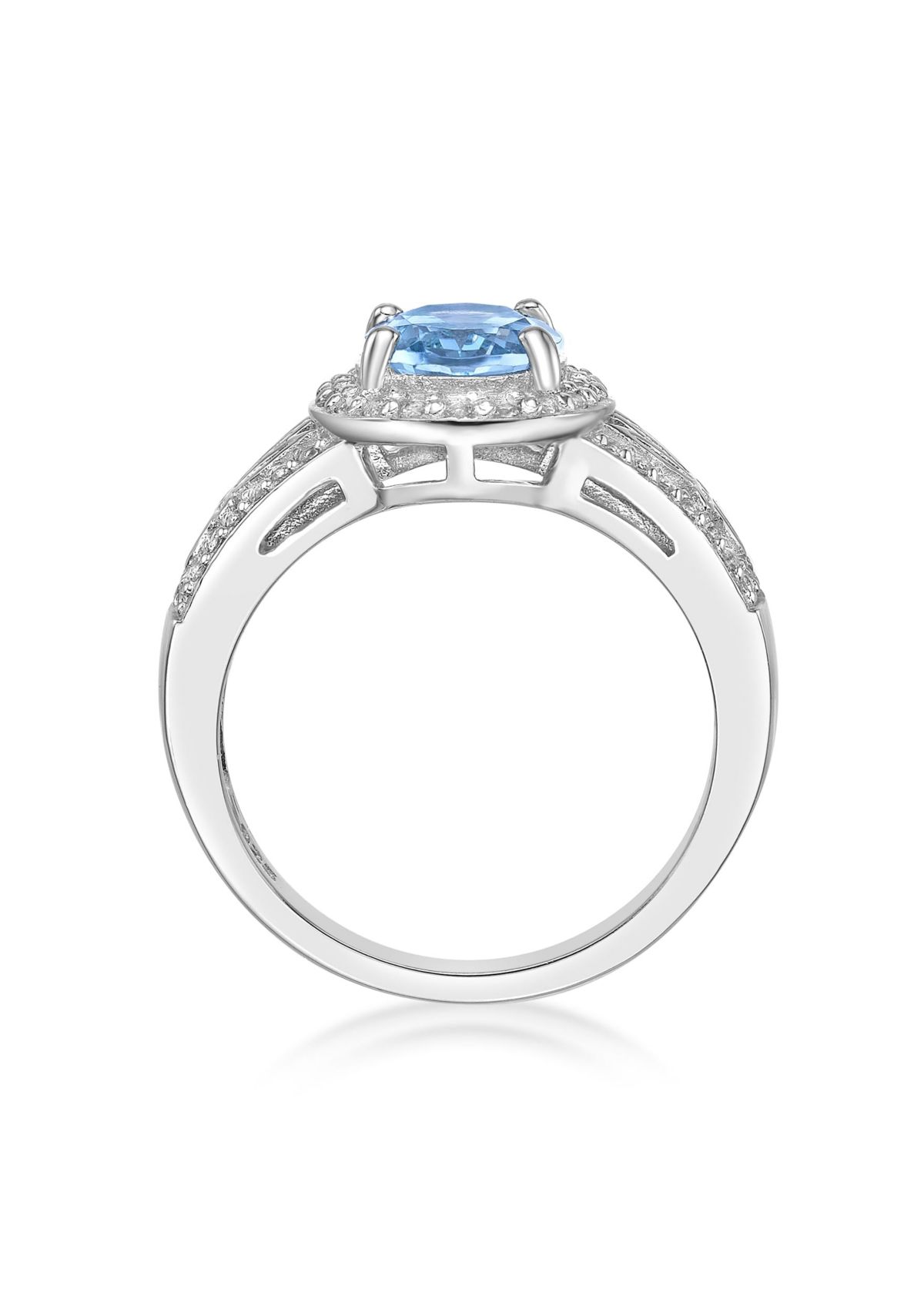 3 3/8 ct. t.w. Blue Topaz and White Topaz Ring in Sterling Silver