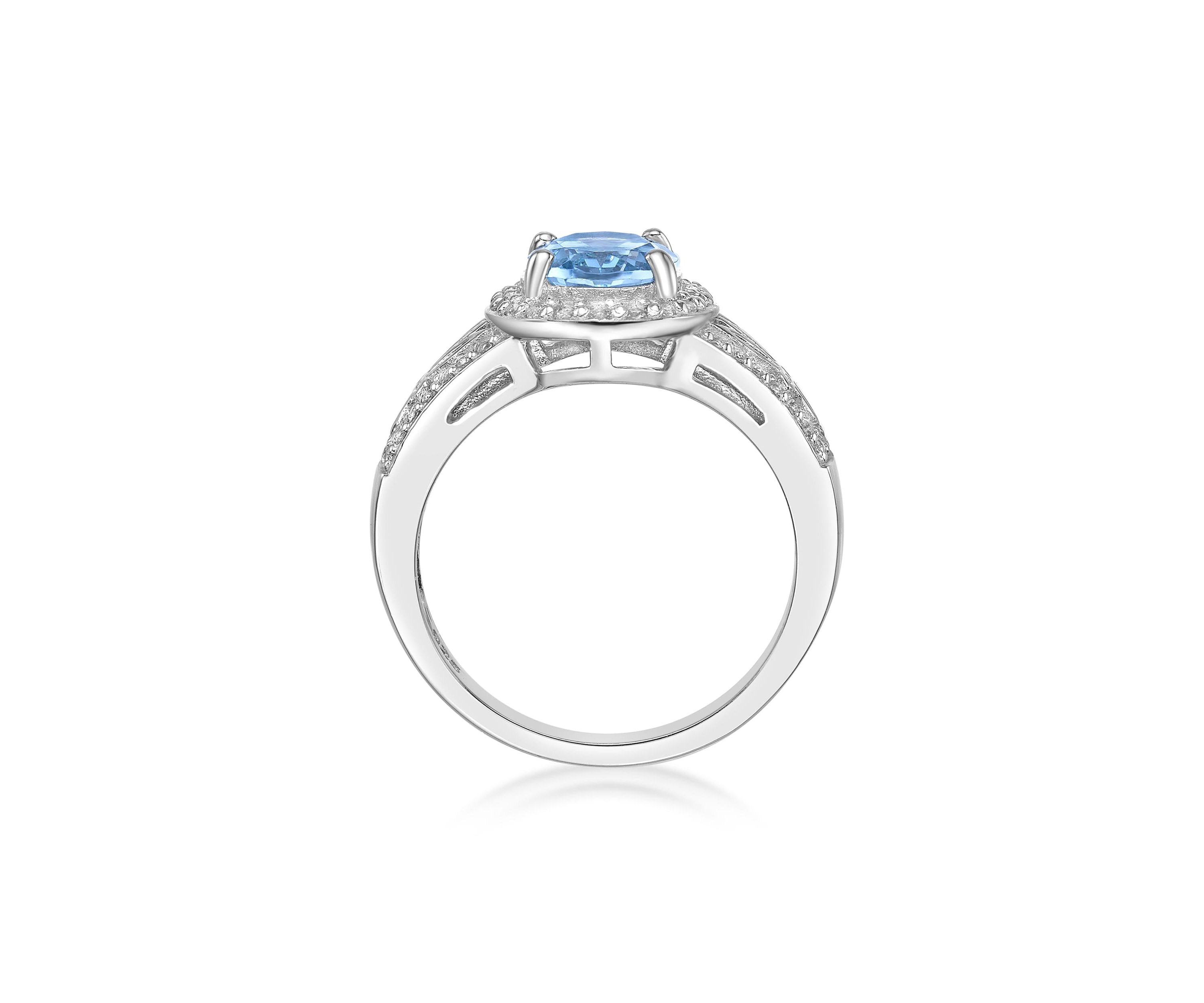 3 3/8 ct. t.w. Blue Topaz and White Topaz Ring in Sterling Silver