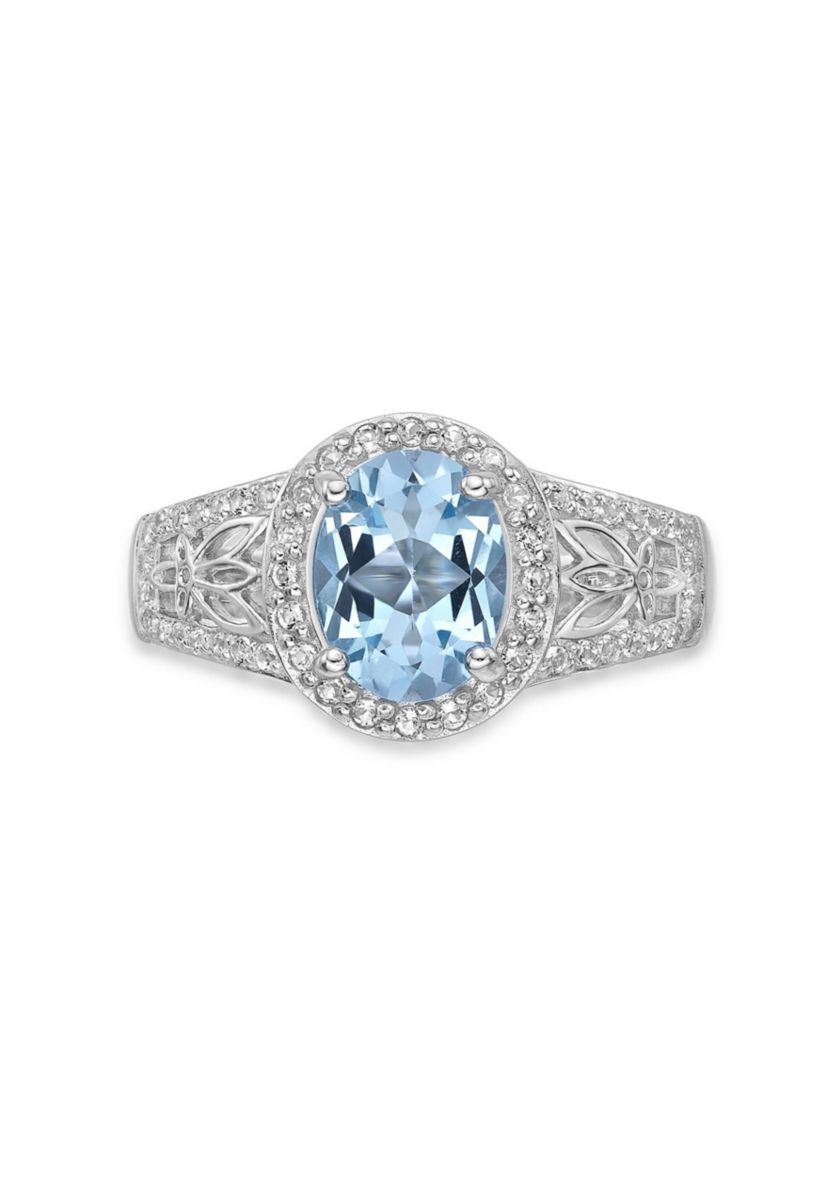 3 3/8 ct. t.w. Blue Topaz and White Topaz Ring in Sterling Silver