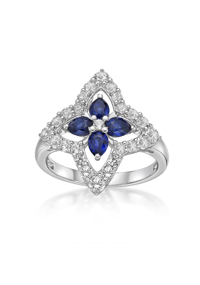 Lab Created Created Sapphire and Created White Sapphire Ring in Sterling Silver