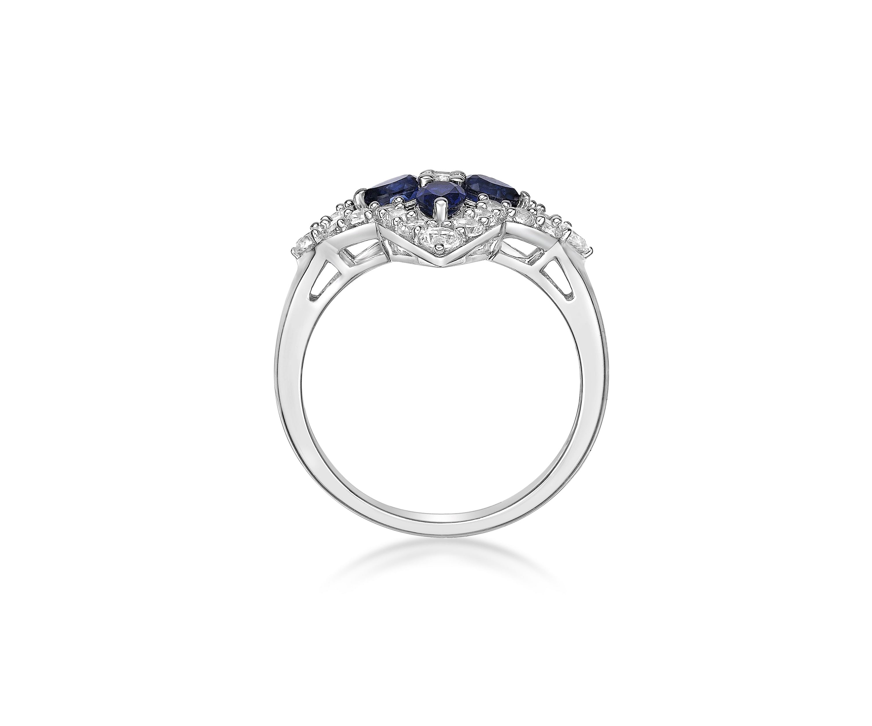 Lab Created Created Sapphire and Created White Sapphire Ring in Sterling Silver