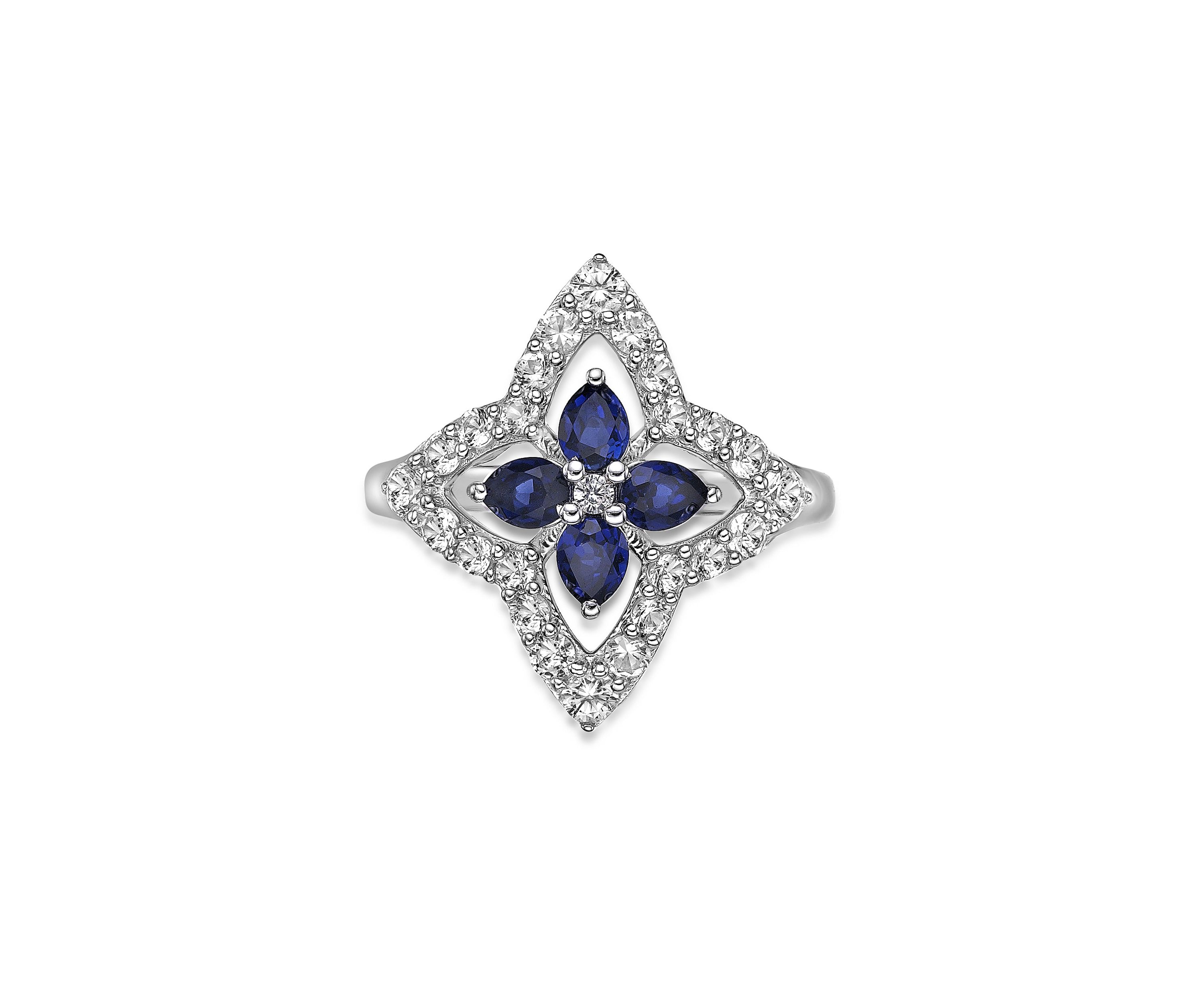 Lab Created Created Sapphire and Created White Sapphire Ring in Sterling Silver