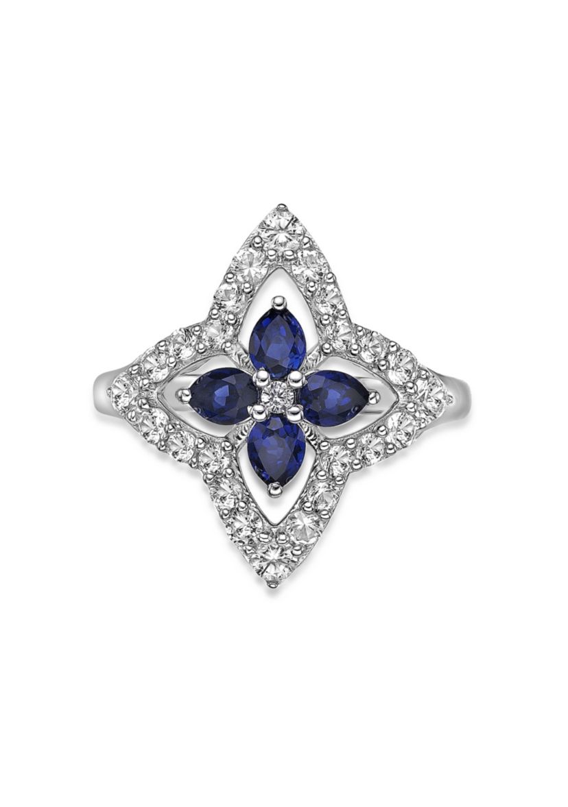 Lab Created Created Sapphire and Created White Sapphire Ring in Sterling Silver
