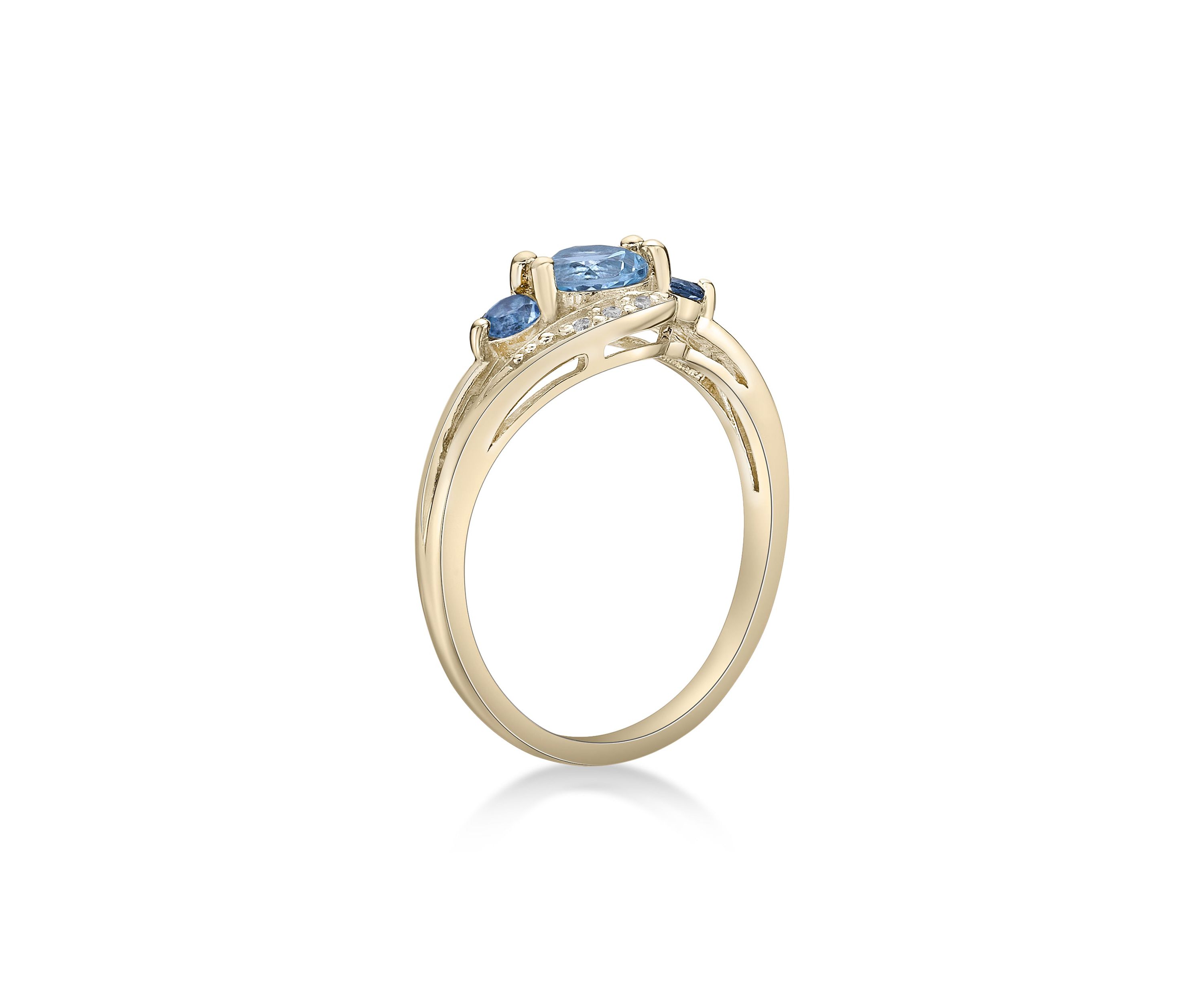 1 1/5 ct. t.w. Blue Topaz and White Topaz Ring in Gold Plated Sterling Silver