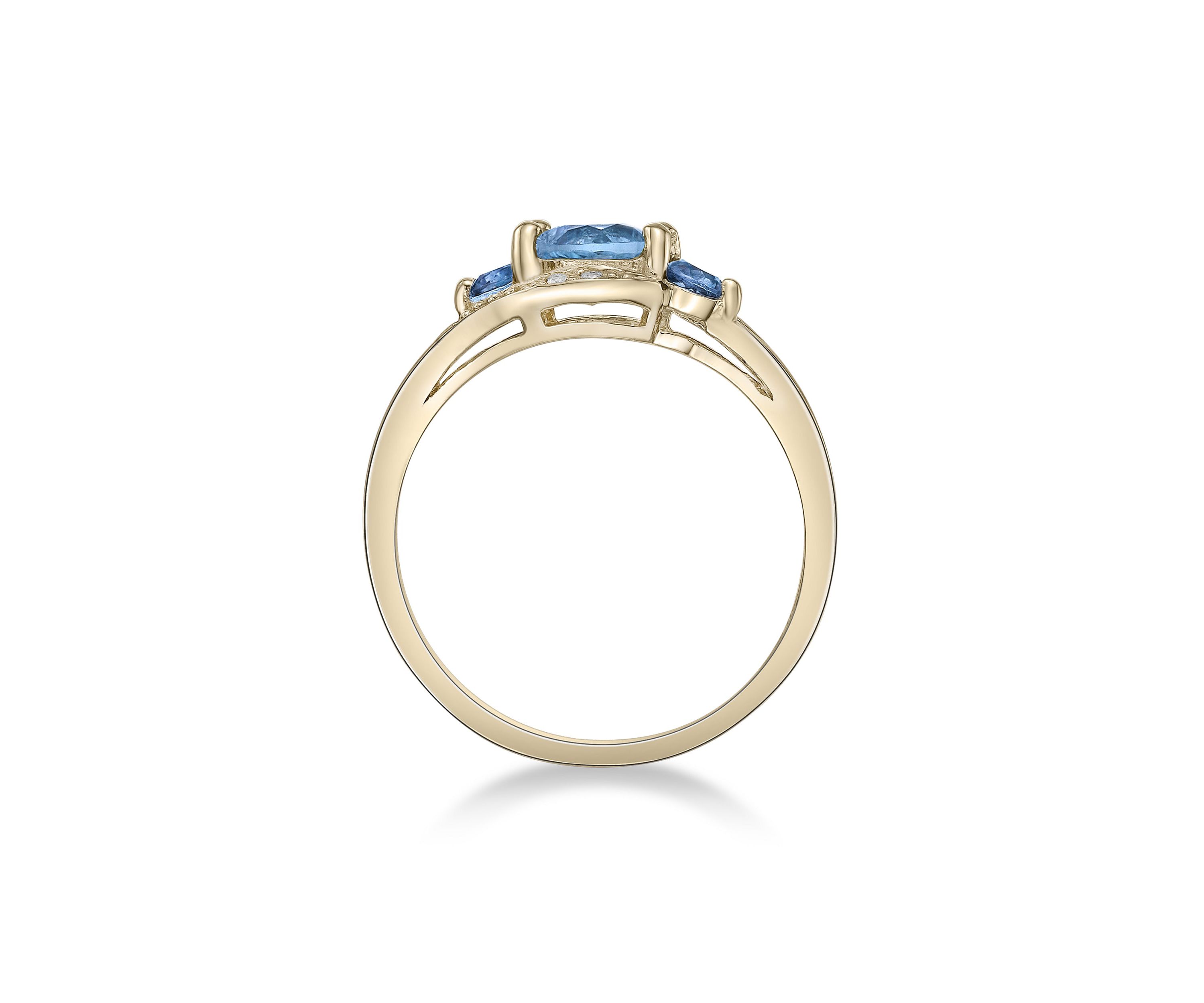 1 1/5 ct. t.w. Blue Topaz and White Topaz Ring in Gold Plated Sterling Silver