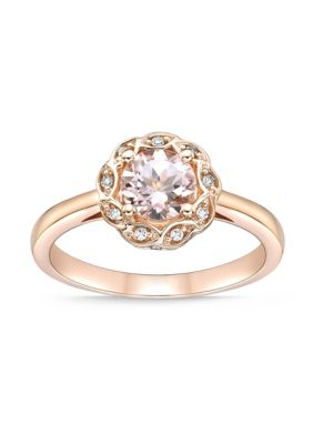 Gemminded 9/10 ct. t.w. Morganite and Diamond Accent Ring in 10K Rose Gold, Pink, 6