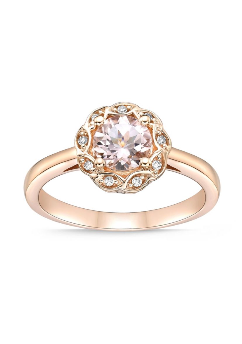 9/10 ct. t.w. Morganite and Diamond Accent Ring in 10K Rose Gold