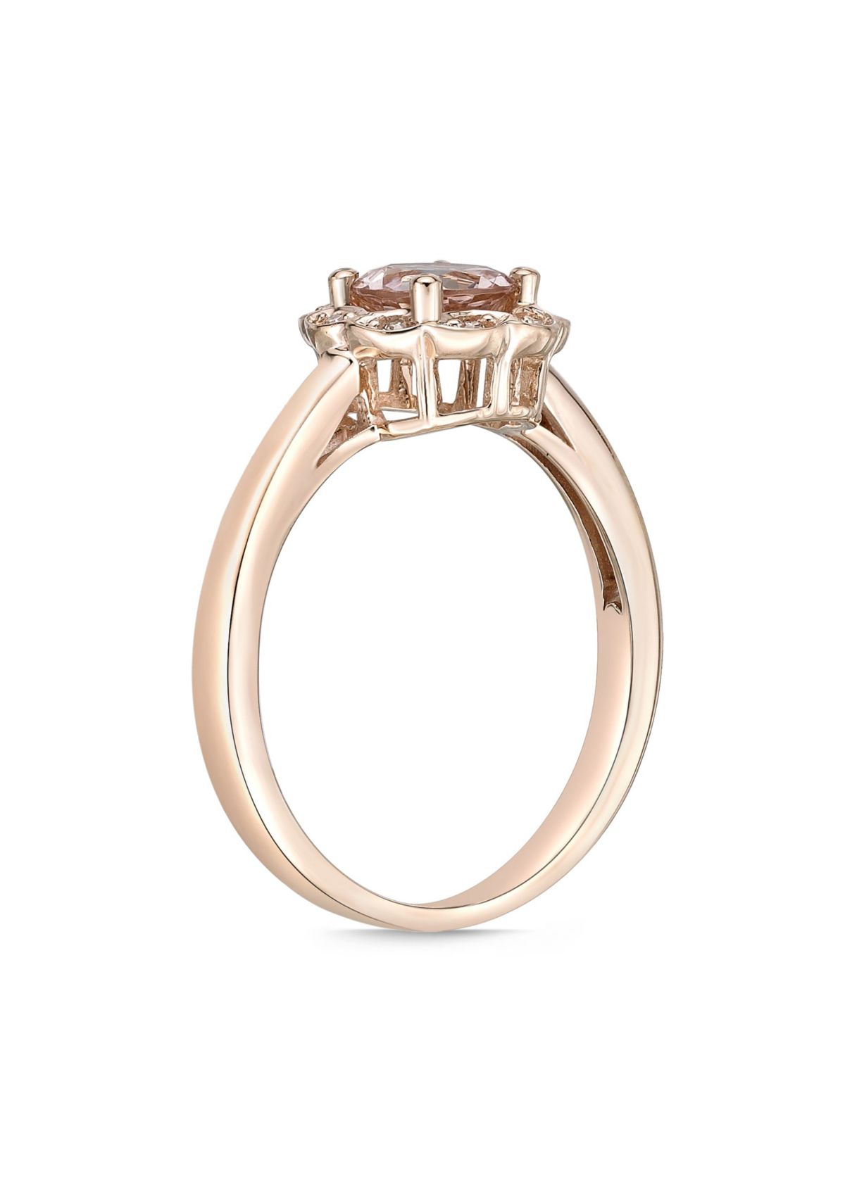 9/10 ct. t.w. Morganite and Diamond Accent Ring in 10K Rose Gold
