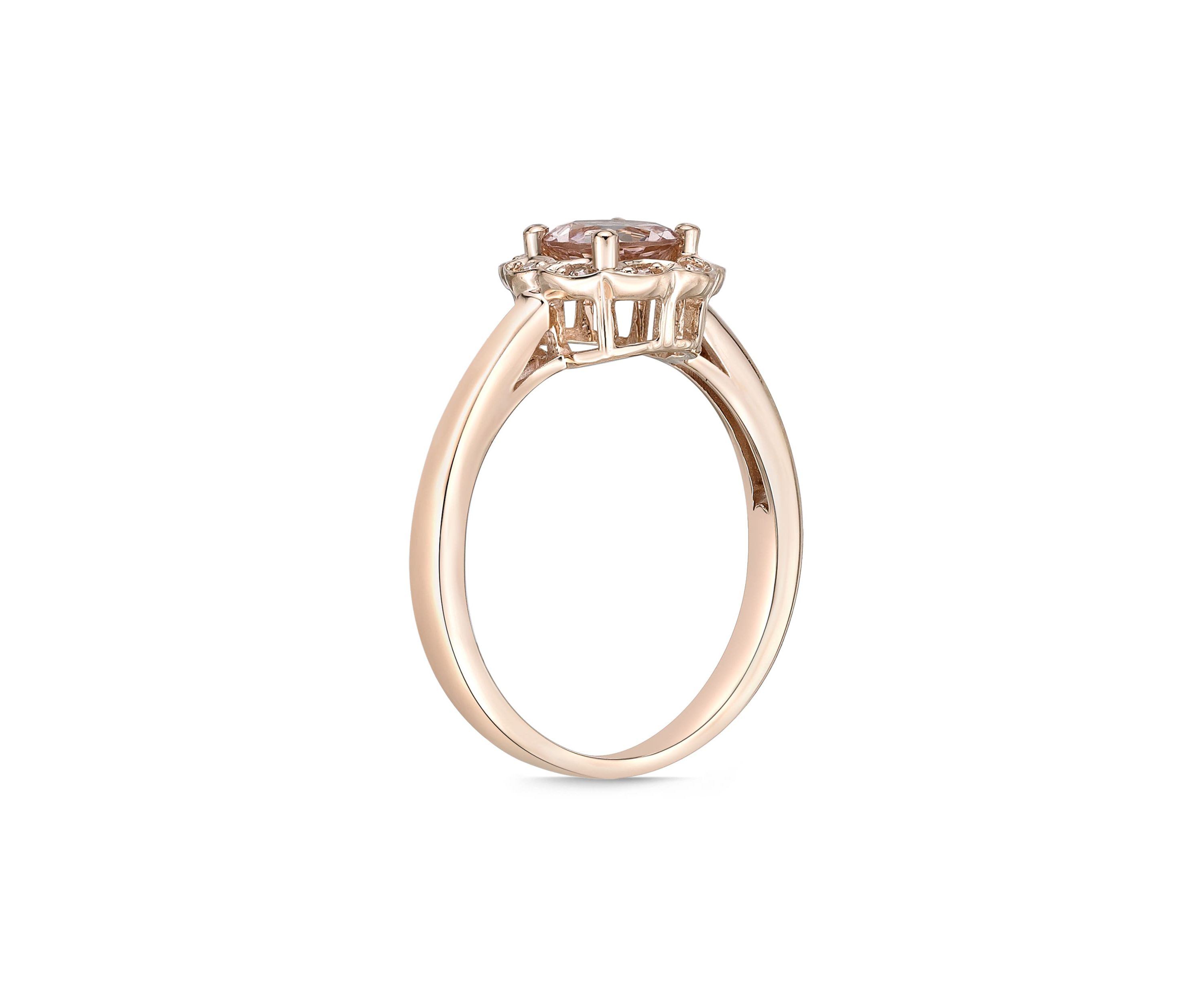9/10 ct. t.w. Morganite and Diamond Accent Ring in 10K Rose Gold