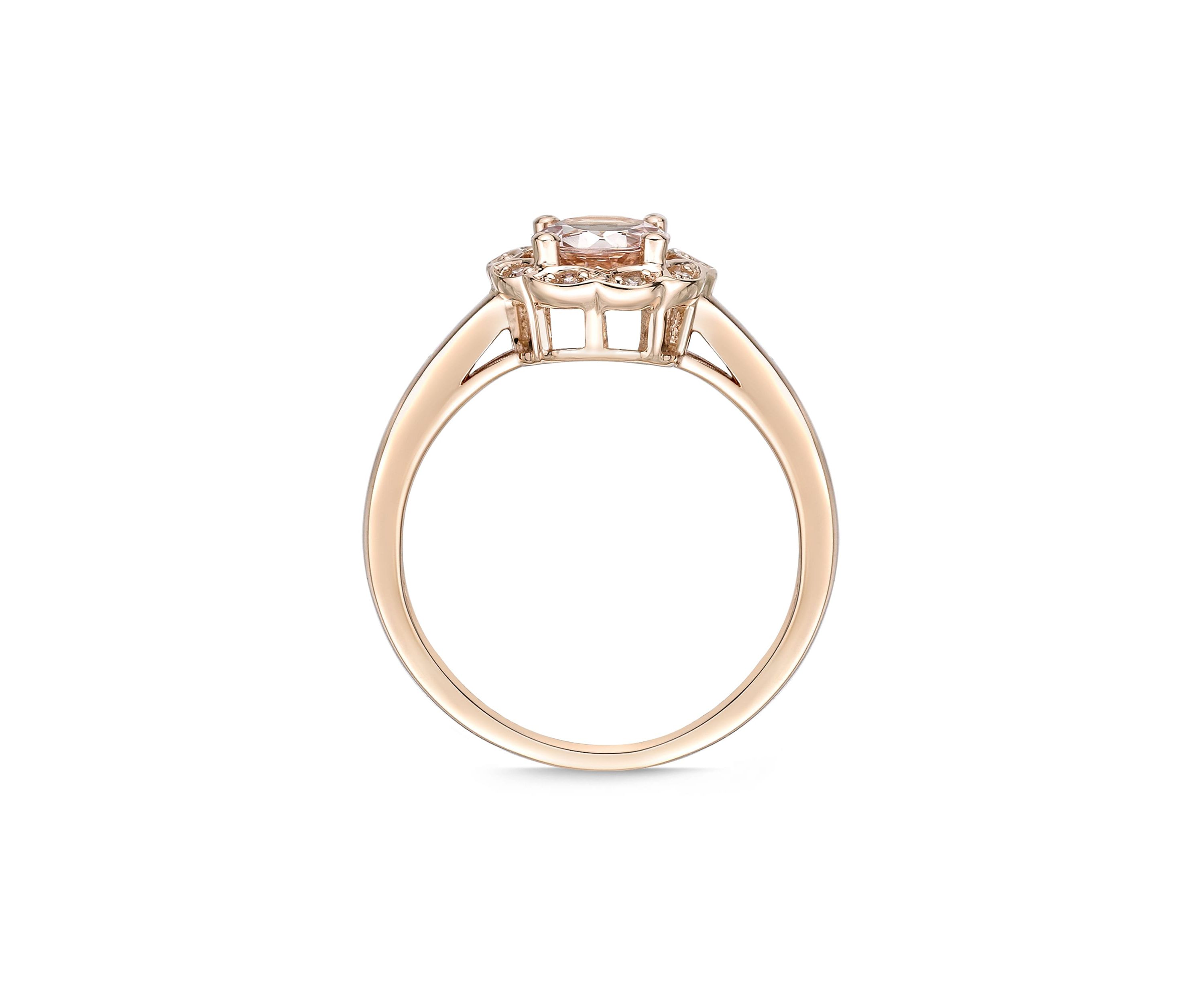 9/10 ct. t.w. Morganite and Diamond Accent Ring in 10K Rose Gold