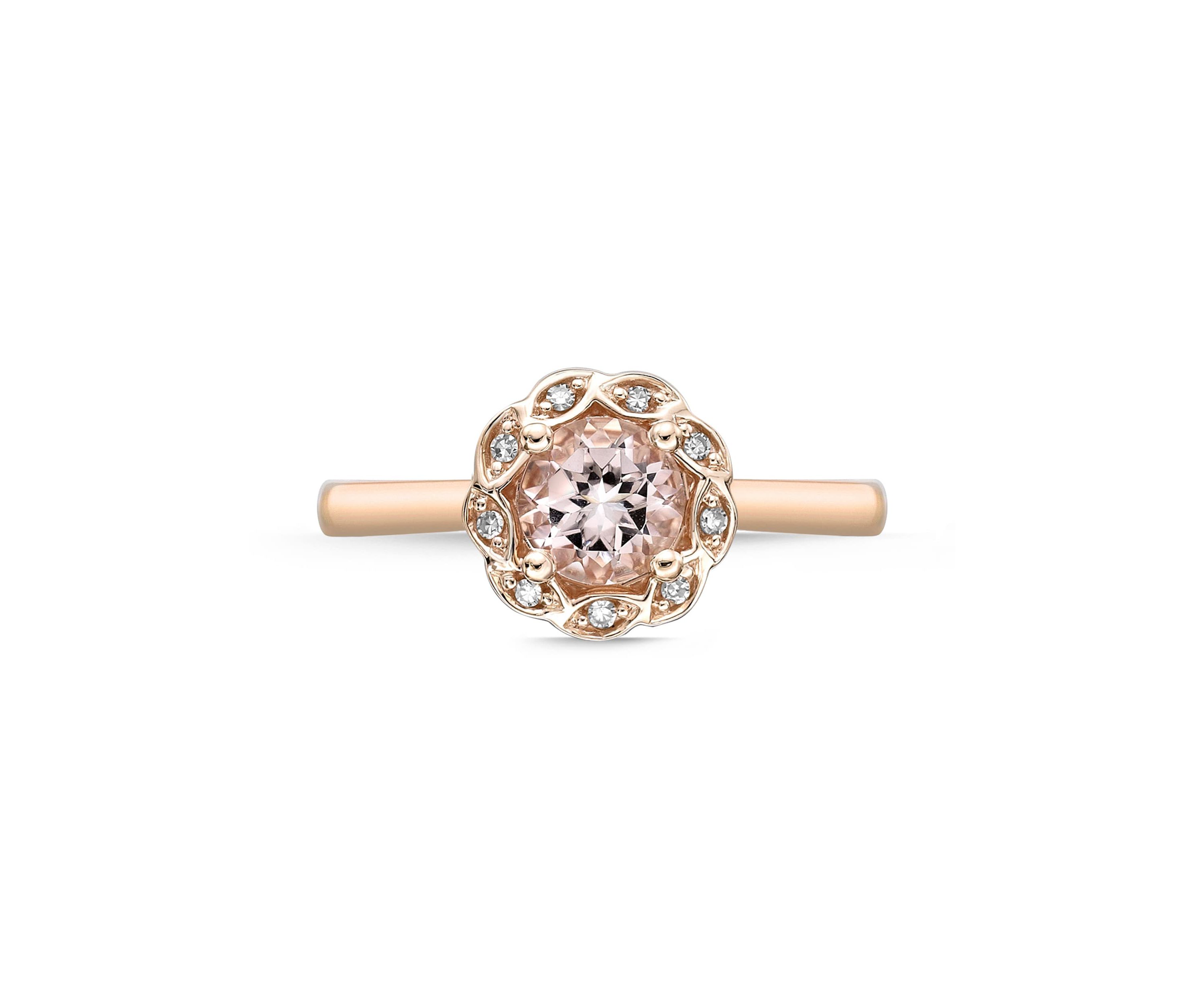 9/10 ct. t.w. Morganite and Diamond Accent Ring in 10K Rose Gold