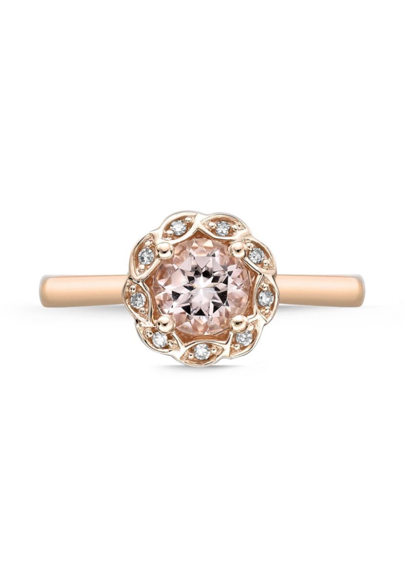 9/10 ct. t.w. Morganite and Diamond Accent Ring in 10K Rose Gold