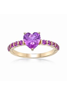 Gemminded Lab Created 2 ct. t.w. Created Pink Sapphire and Created White Sapphire Ring in Gold Plated Sterling Silver, Yellow, 9