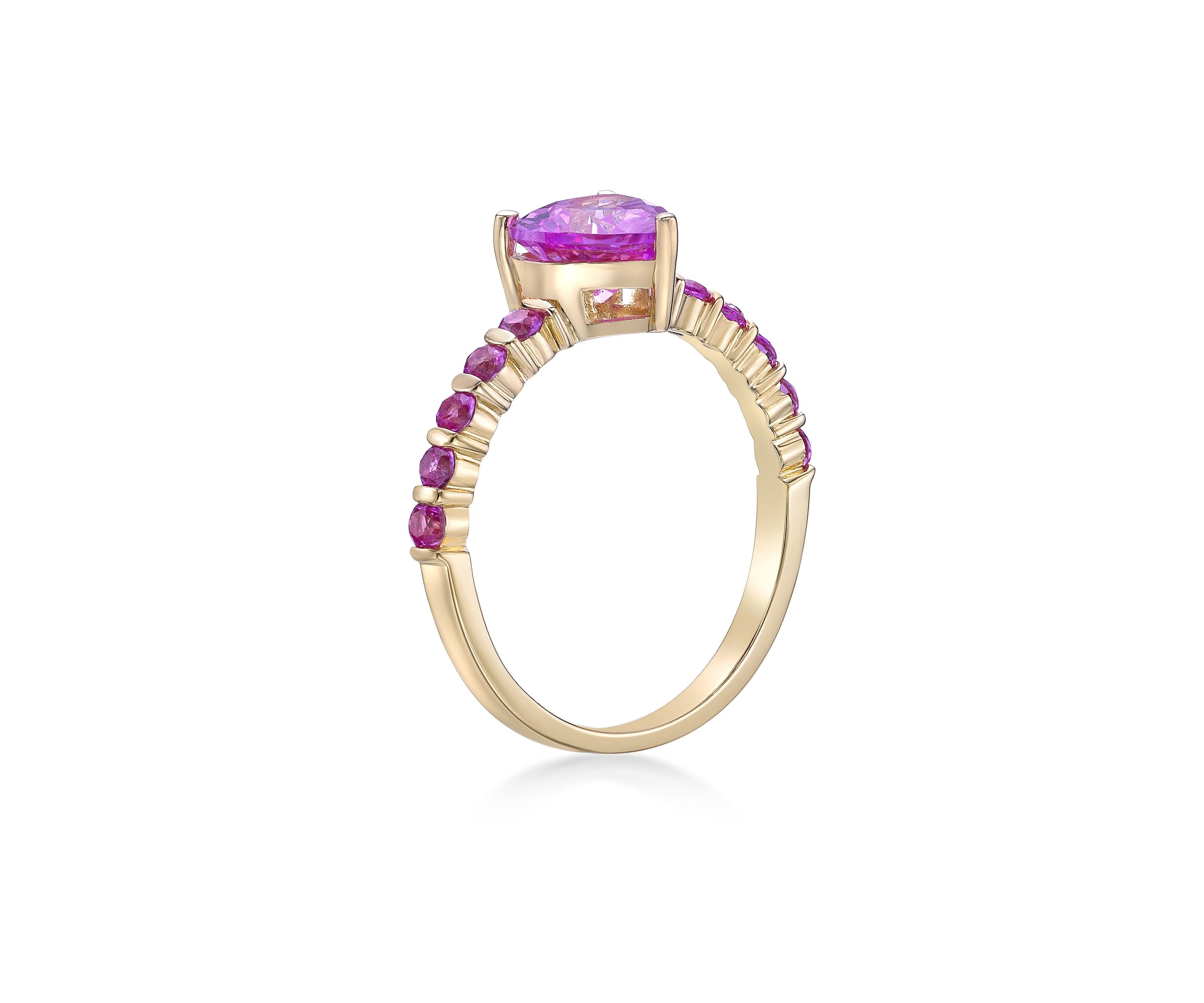 Lab Created 2 ct. t.w. Created Pink Sapphire and Created White Sapphire Ring in Gold Plated Sterling Silver