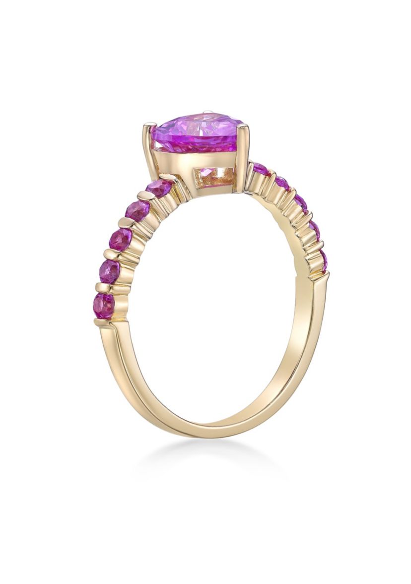 Lab Created 2 ct. t.w. Created Pink Sapphire and Created White Sapphire Ring in Gold Plated Sterling Silver