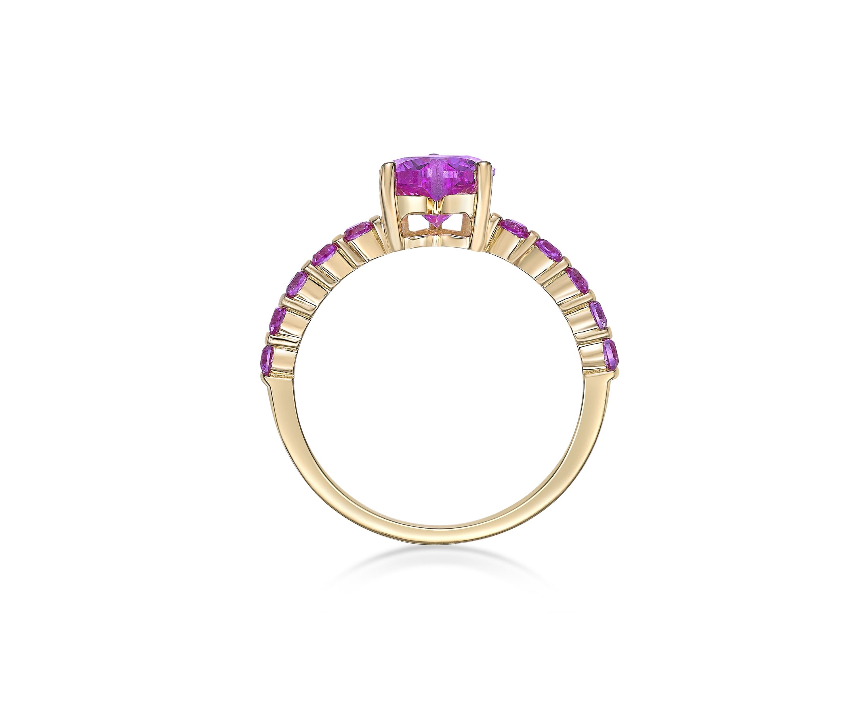 Lab Created 2 ct. t.w. Created Pink Sapphire and Created White Sapphire Ring in Gold Plated Sterling Silver