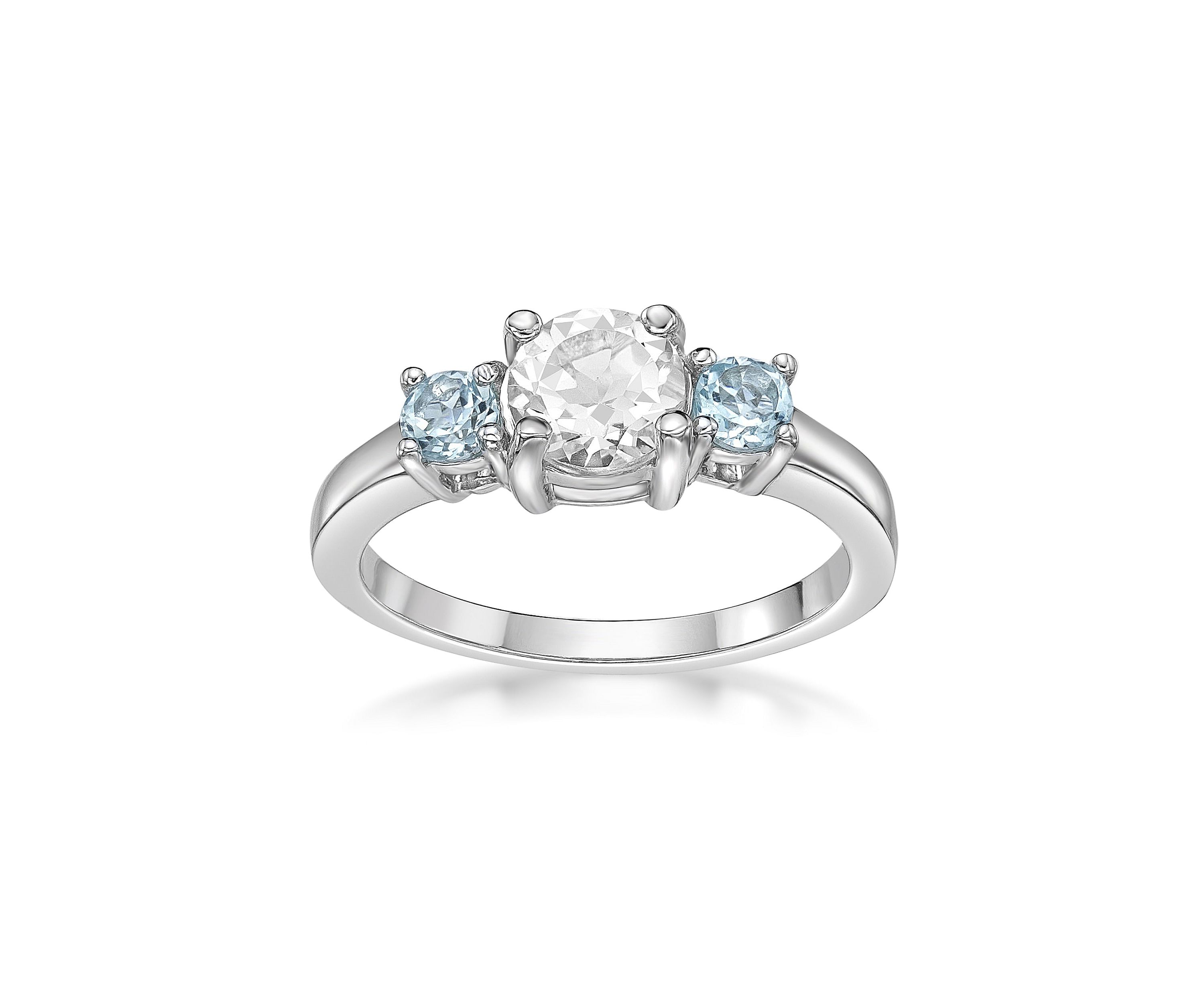 7/8 ct. t.w. White Topaz and Blue Topaz Ring in Sterling Silver