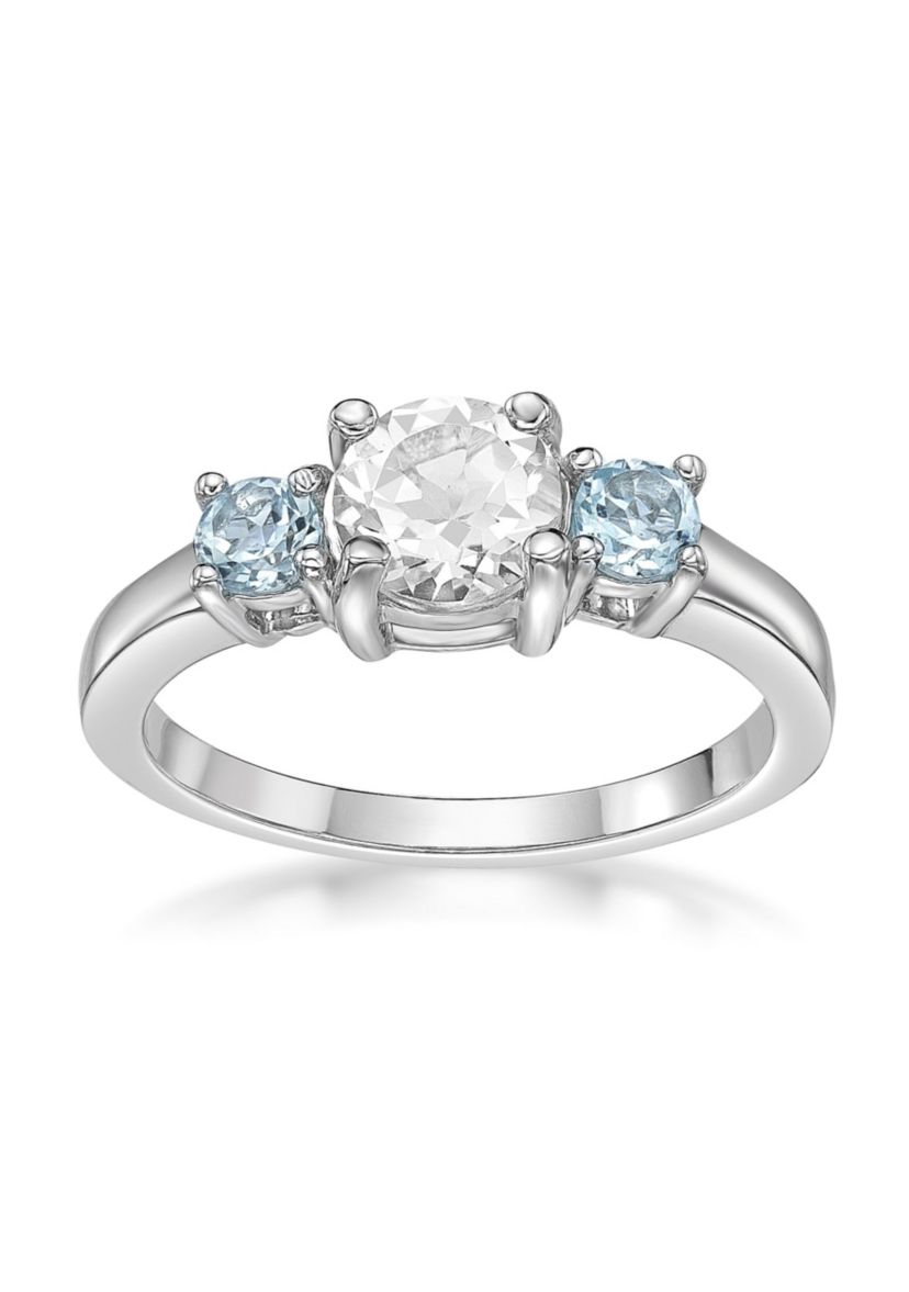7/8 ct. t.w. White Topaz and Blue Topaz Ring in Sterling Silver