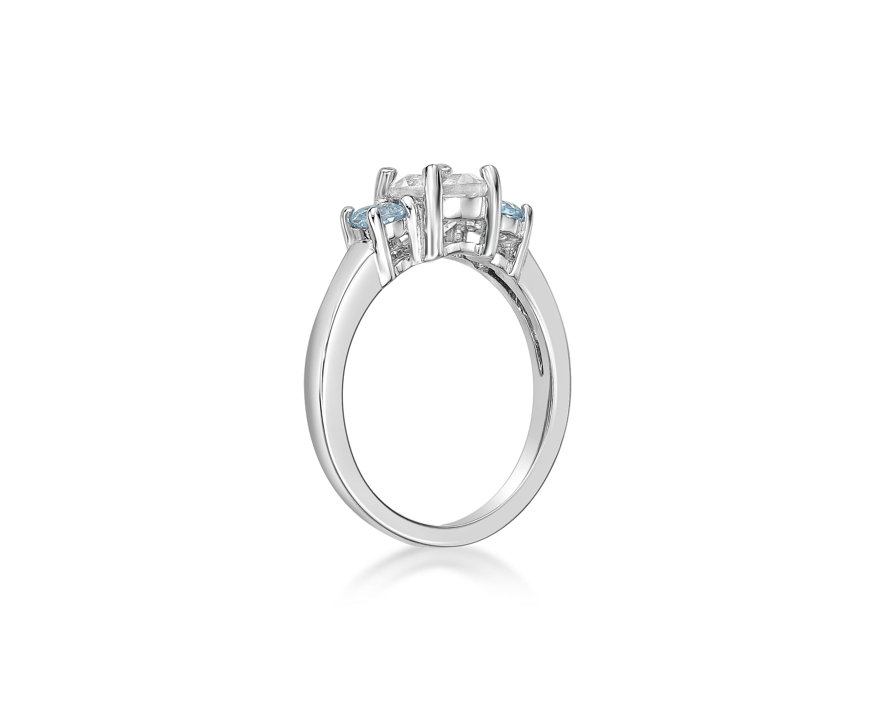 7/8 ct. t.w. White Topaz and Blue Topaz Ring in Sterling Silver