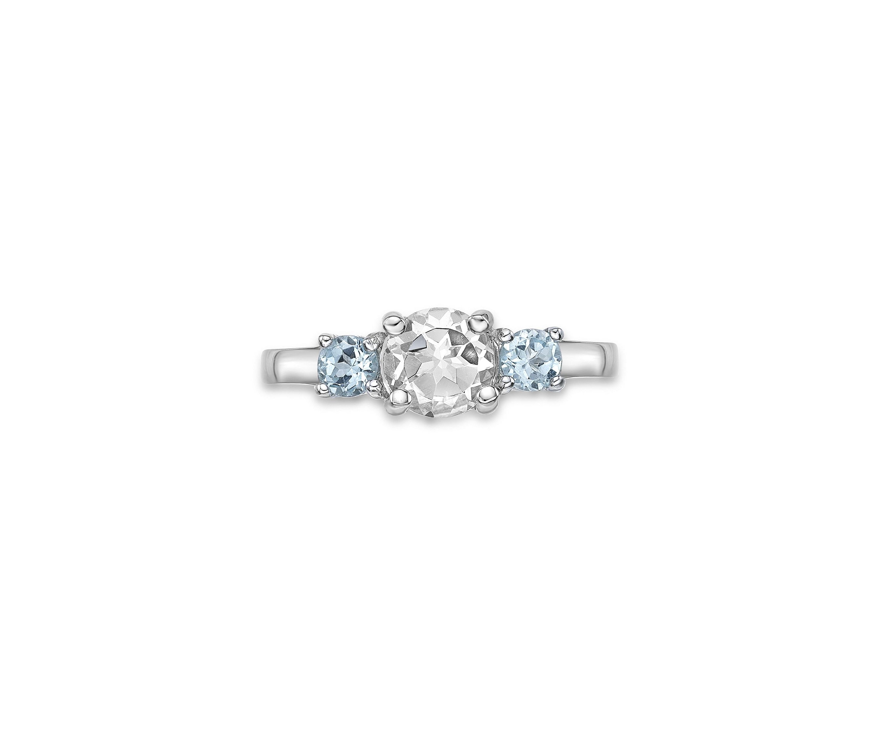 7/8 ct. t.w. White Topaz and Blue Topaz Ring in Sterling Silver