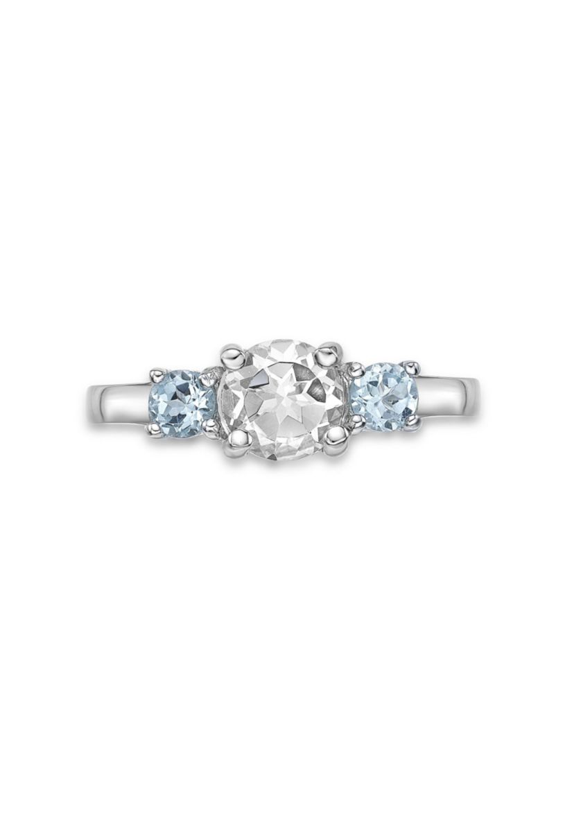 7/8 ct. t.w. White Topaz and Blue Topaz Ring in Sterling Silver