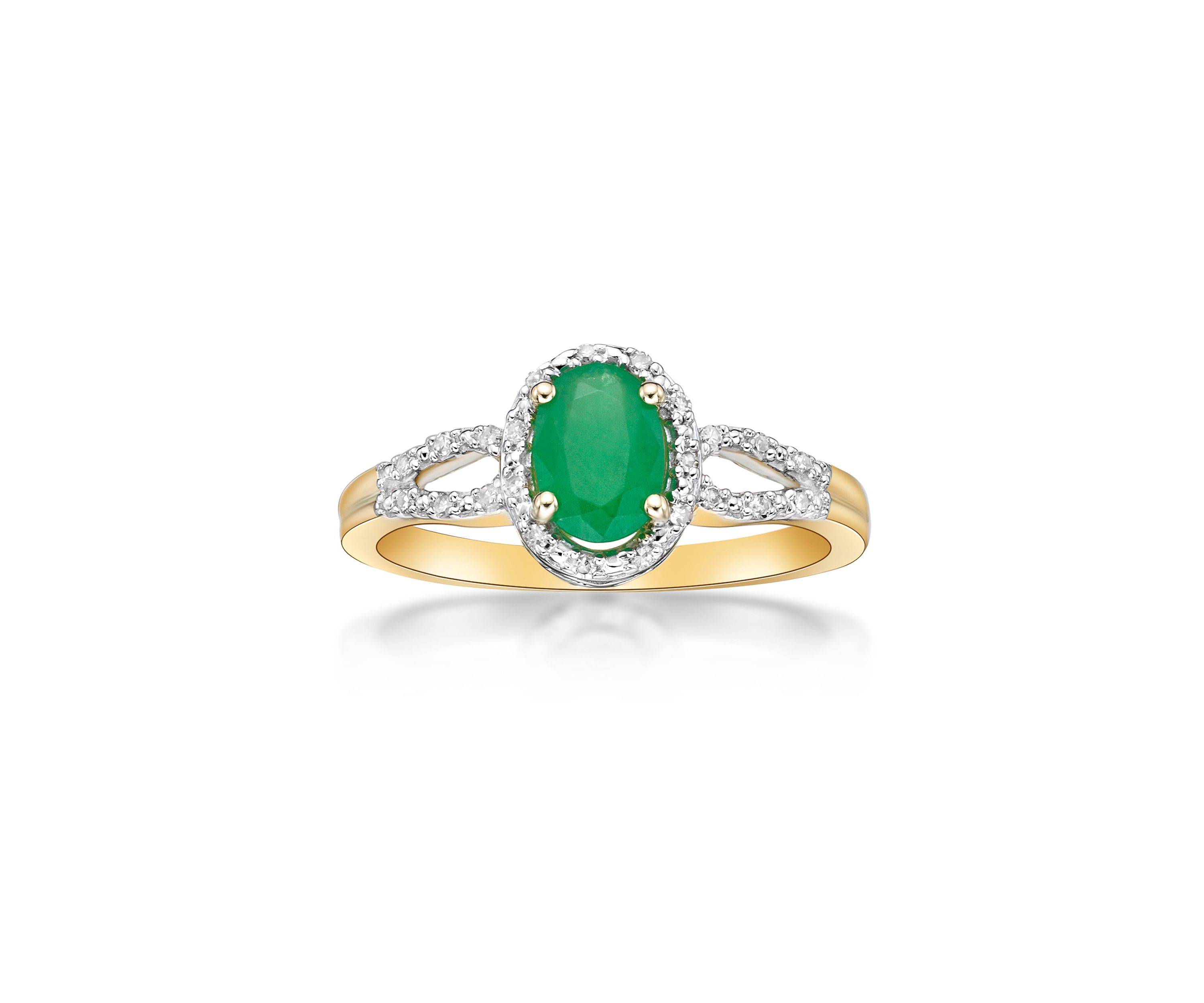 3/4 ct. t.w. Emerald and 1/10 ct. t.w. Diamond Ring in 10K Yellow Gold