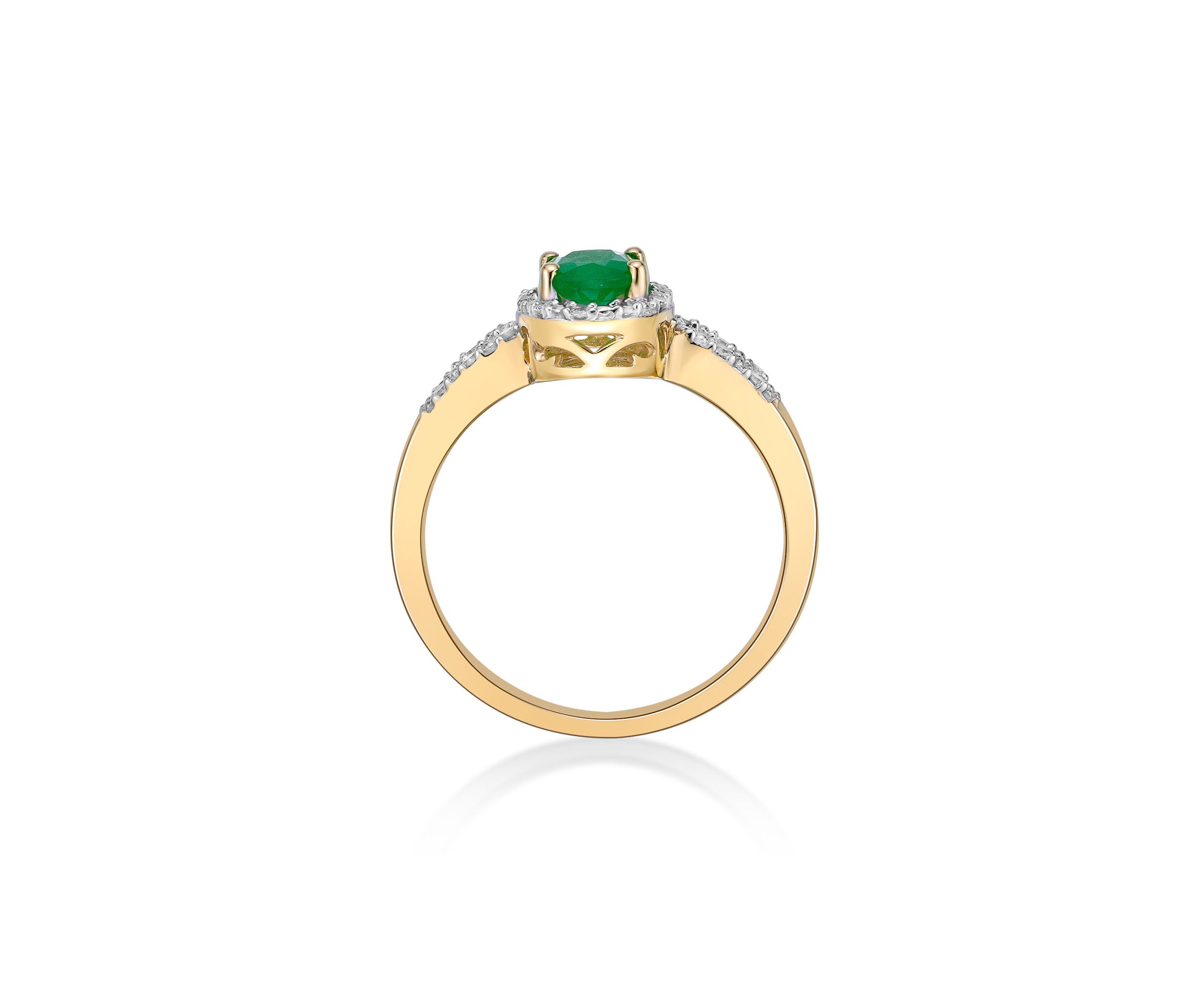3/4 ct. t.w. Emerald and 1/10 ct. t.w. Diamond Ring in 10K Yellow Gold