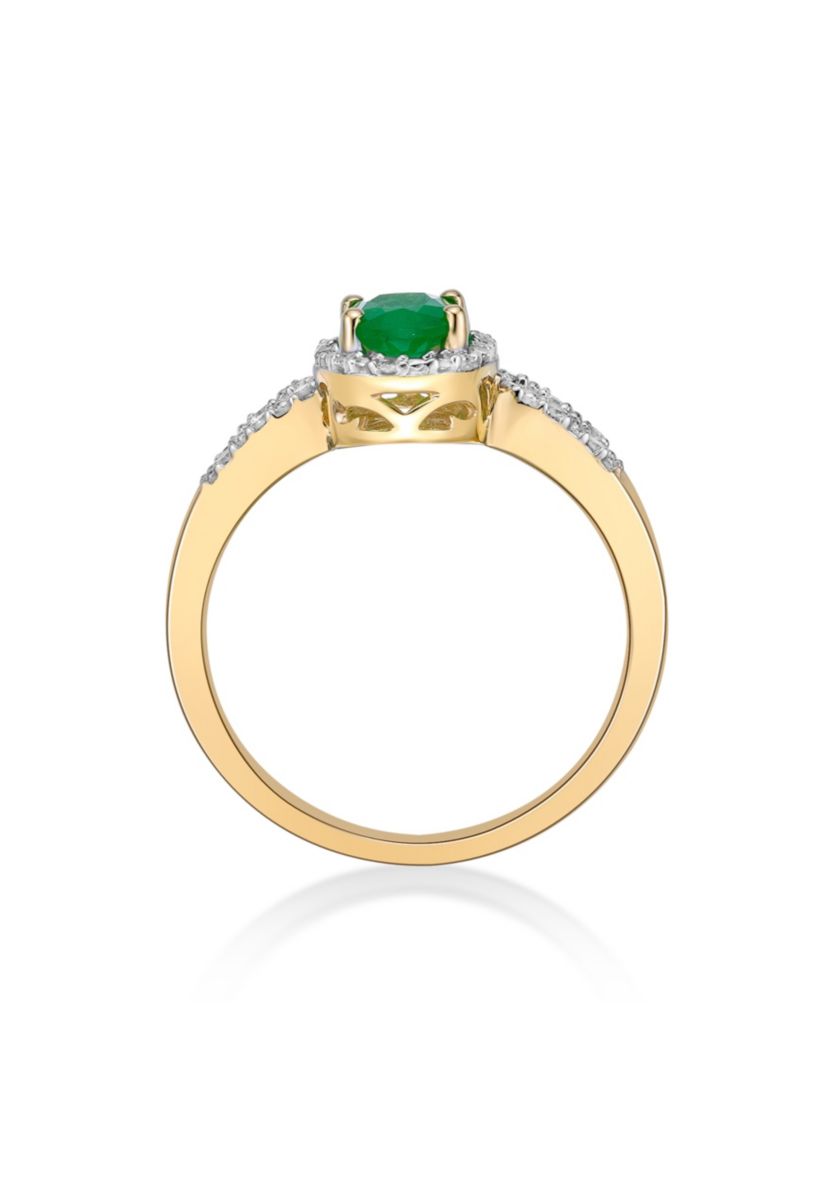3/4 ct. t.w. Emerald and 1/10 ct. t.w. Diamond Ring in 10K Yellow Gold