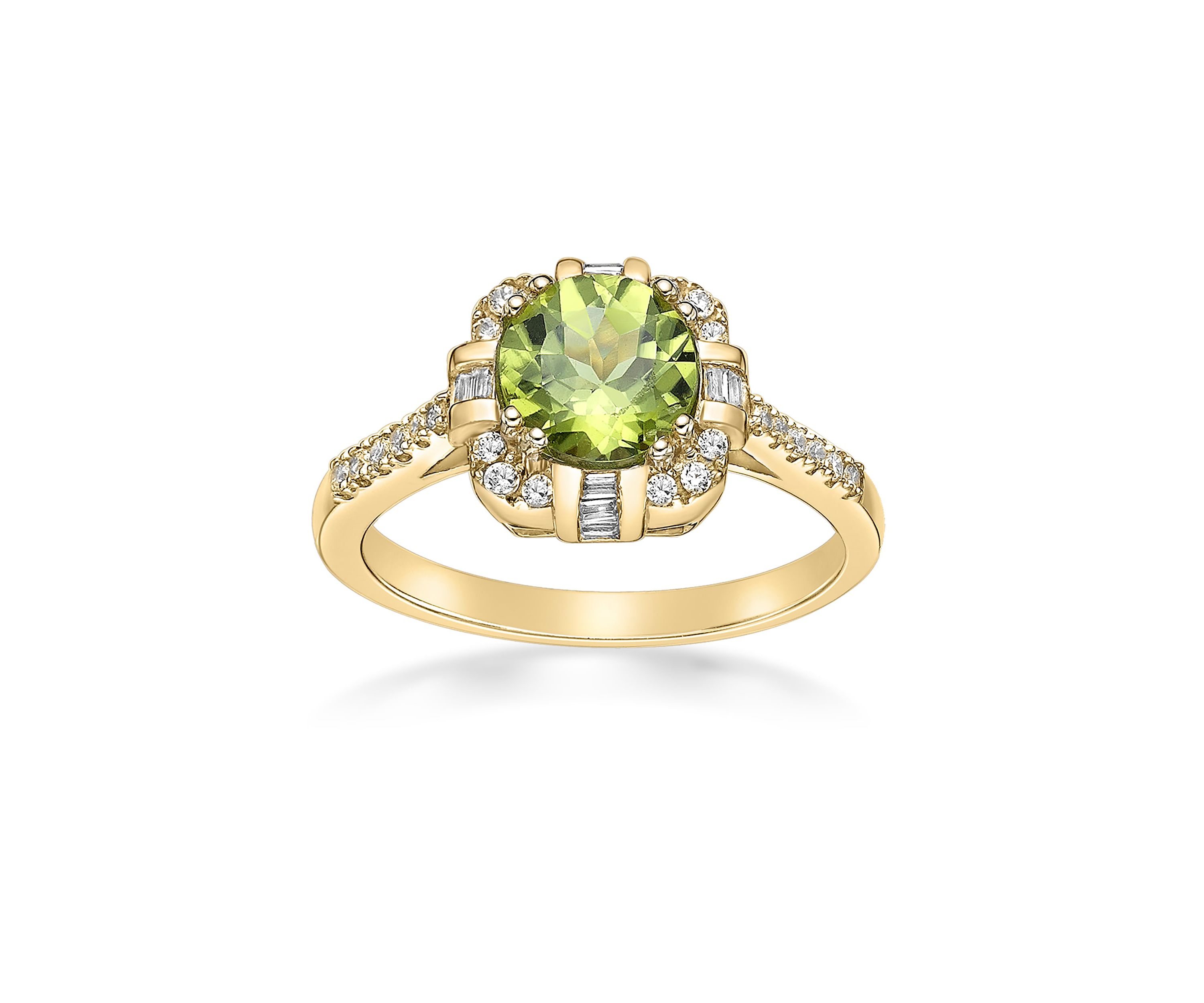 1 9/8 ct. t.w. Peridot and 1/4 ct. t.w. Diamond RIng in 10K Gold