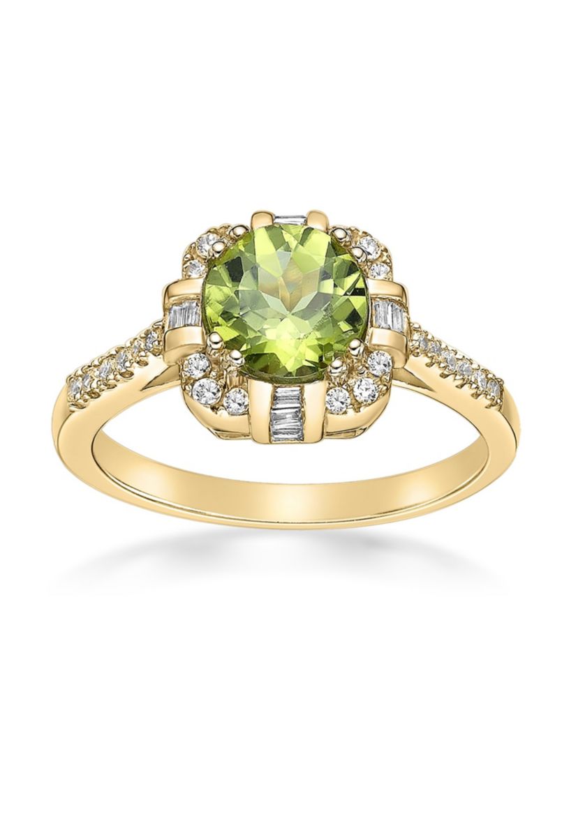 1 9/8 ct. t.w. Peridot and 1/4 ct. t.w. Diamond RIng in 10K Gold