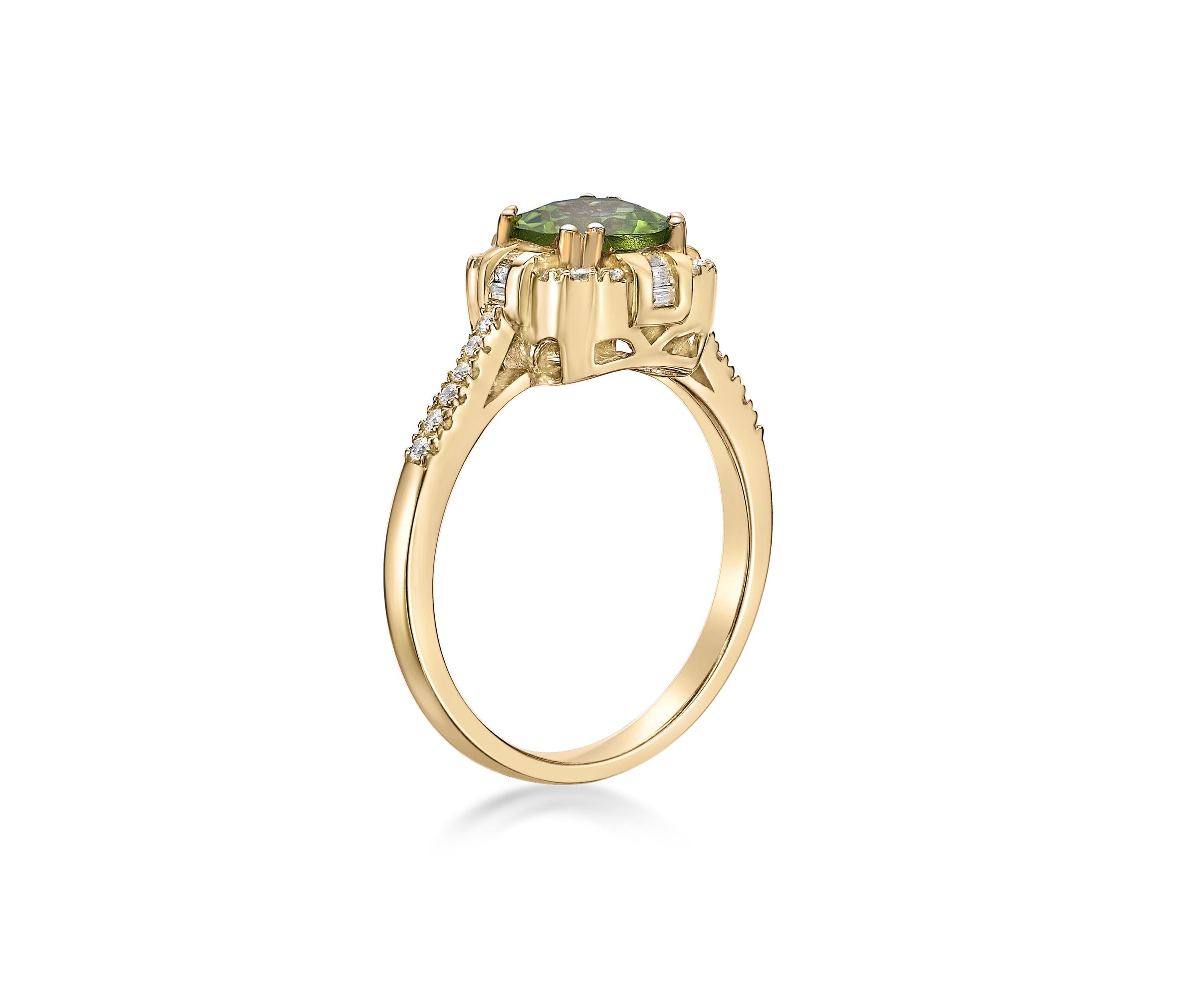 1 9/8 ct. t.w. Peridot and 1/4 ct. t.w. Diamond RIng in 10K Gold