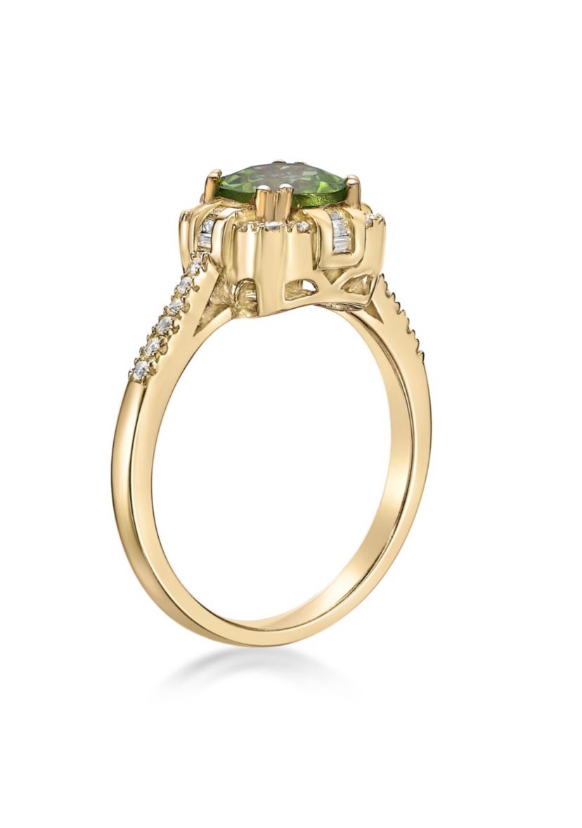 1 9/8 ct. t.w. Peridot and 1/4 ct. t.w. Diamond RIng in 10K Gold
