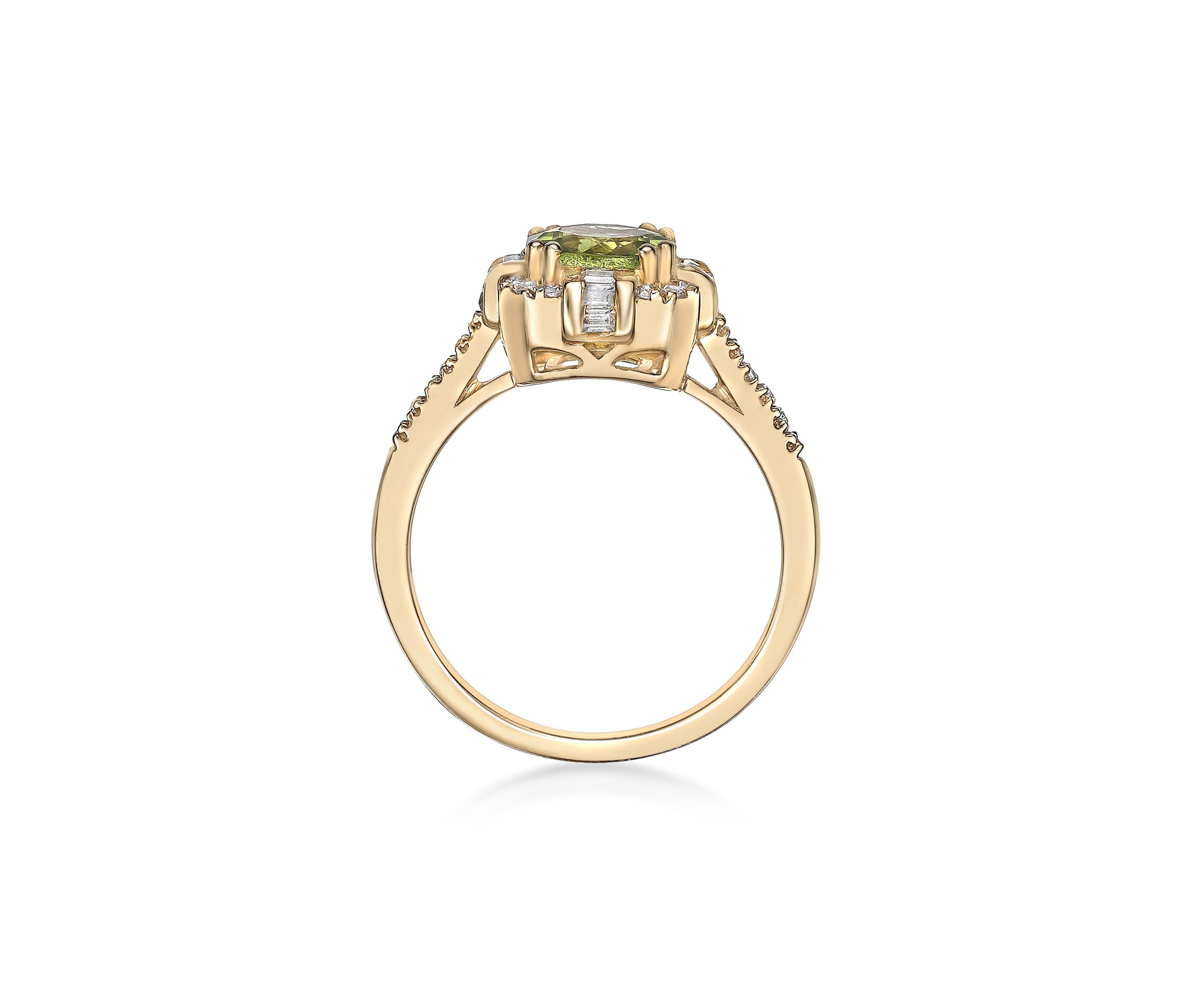 1 9/8 ct. t.w. Peridot and 1/4 ct. t.w. Diamond RIng in 10K Gold