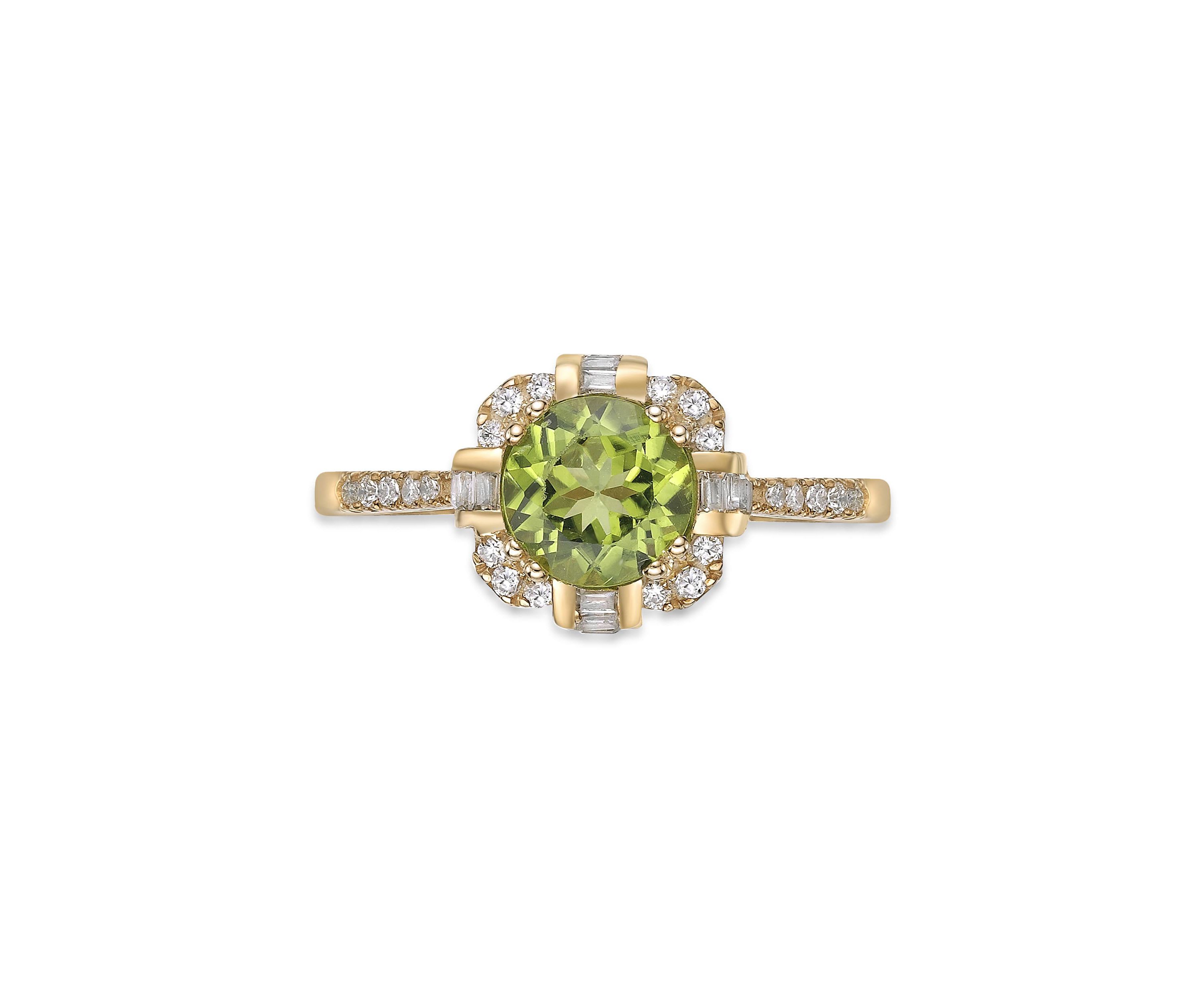 1 9/8 ct. t.w. Peridot and 1/4 ct. t.w. Diamond RIng in 10K Gold