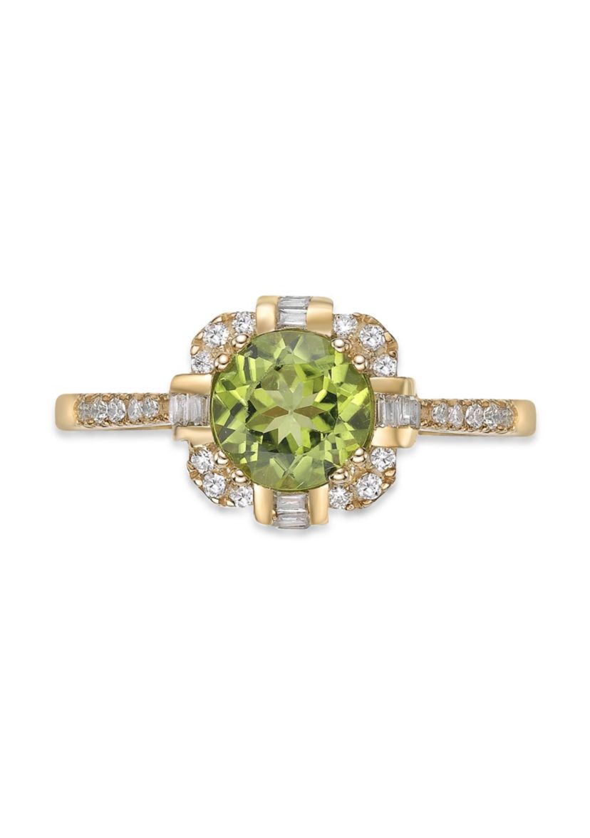 1 9/8 ct. t.w. Peridot and 1/4 ct. t.w. Diamond RIng in 10K Gold