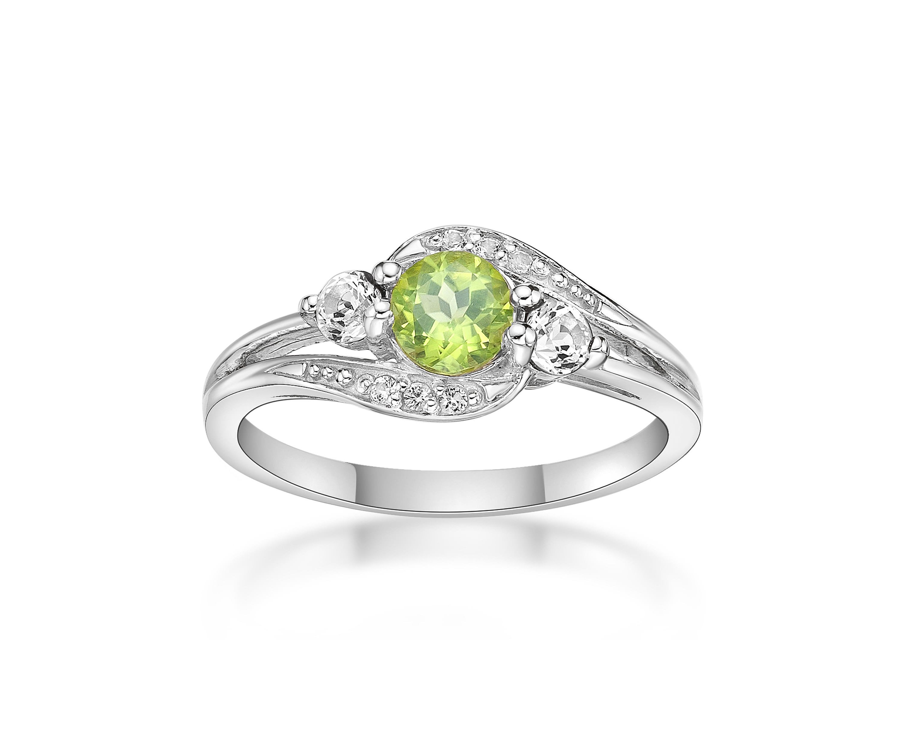 Lab Created 5/8 ct. t.w. Peridot and Created White Sapphire Ring in Sterling Silver