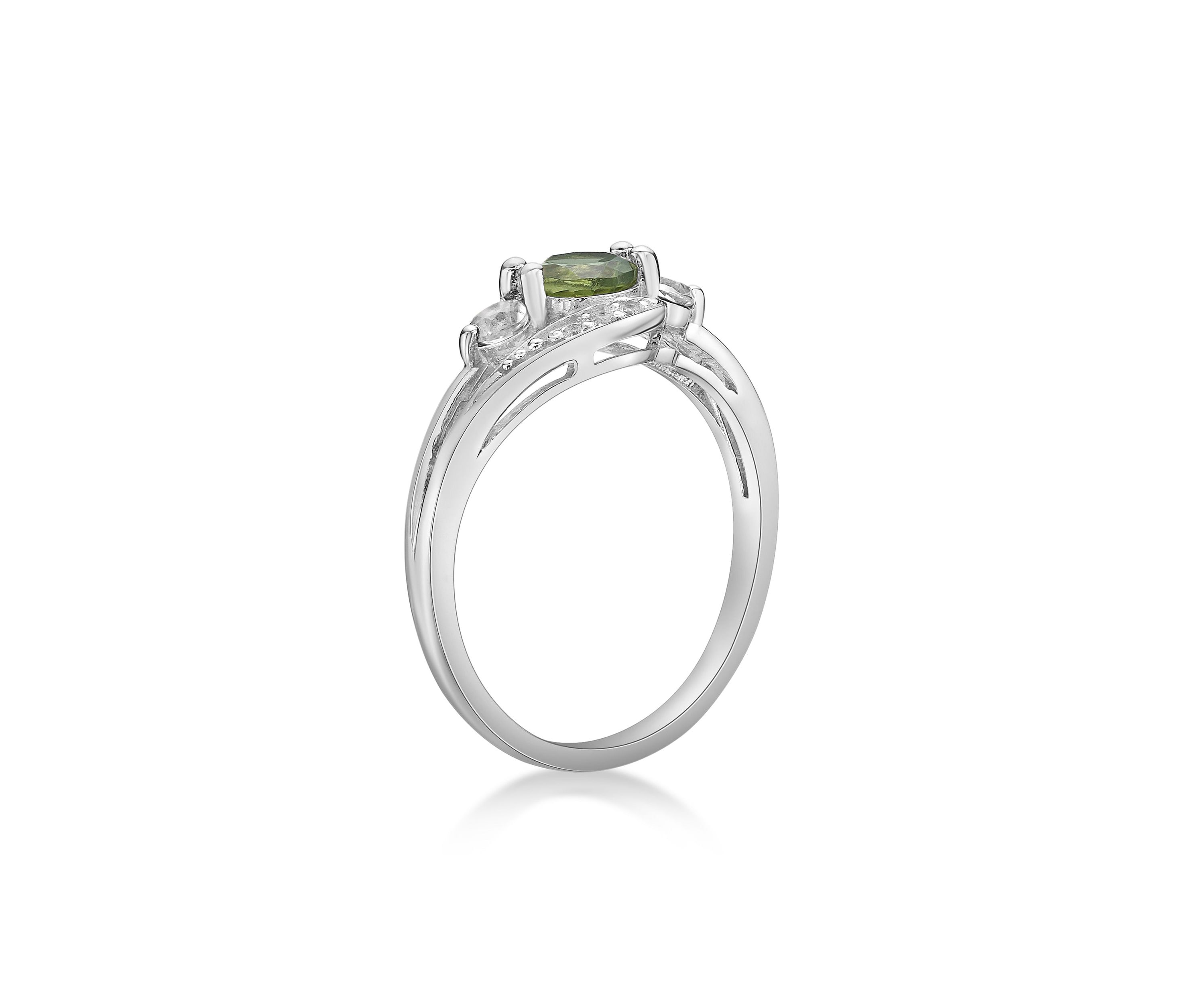 Lab Created 5/8 ct. t.w. Peridot and Created White Sapphire Ring in Sterling Silver