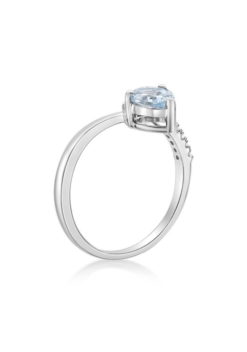 5/8 ct. t.w. Aquamarine and Diamond Accent Ring in 10K White Gold