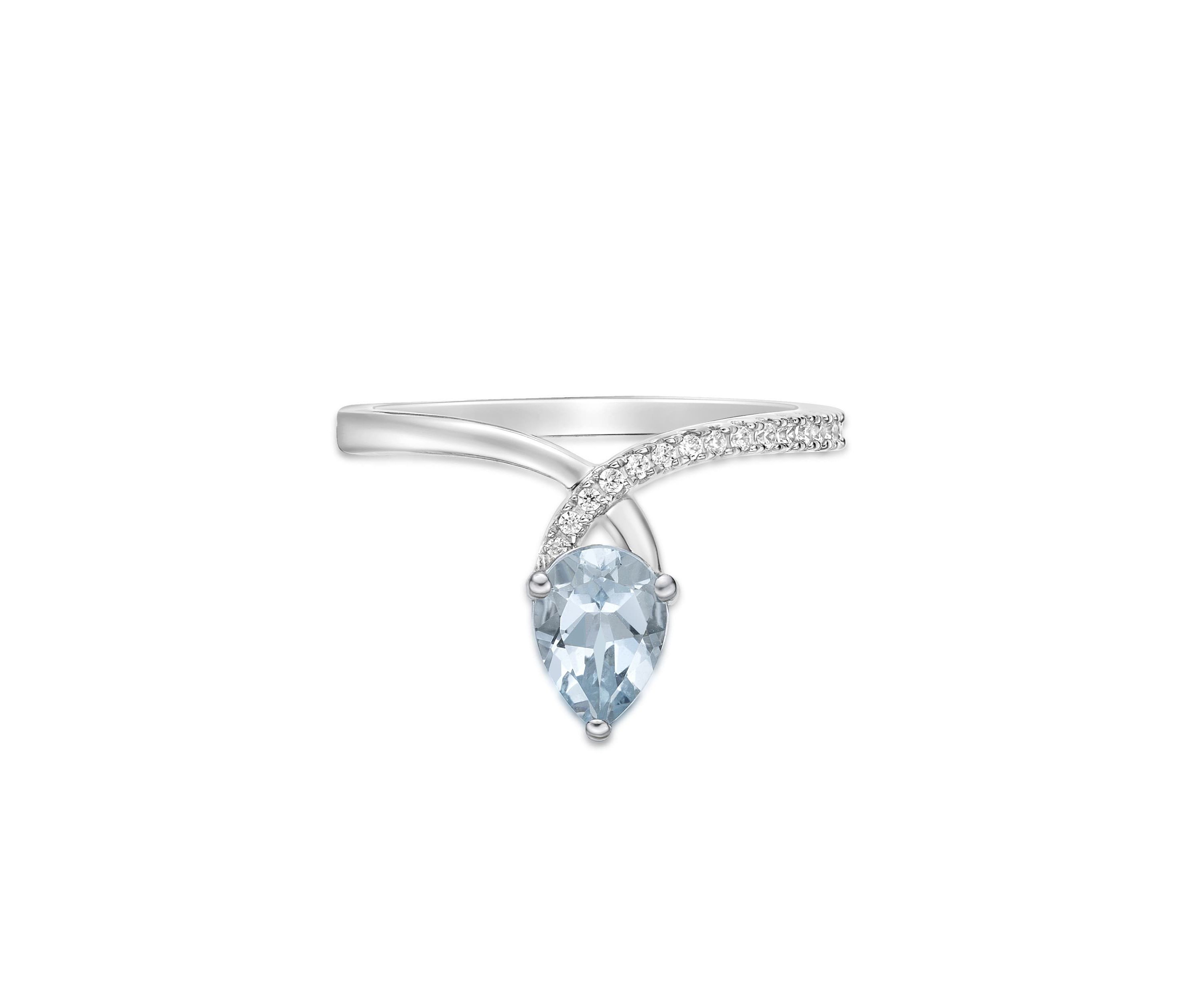 5/8 ct. t.w. Aquamarine and Diamond Accent Ring in 10K White Gold