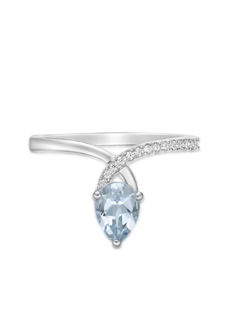5/8 ct. t.w. Aquamarine and Diamond Accent Ring in 10K White Gold